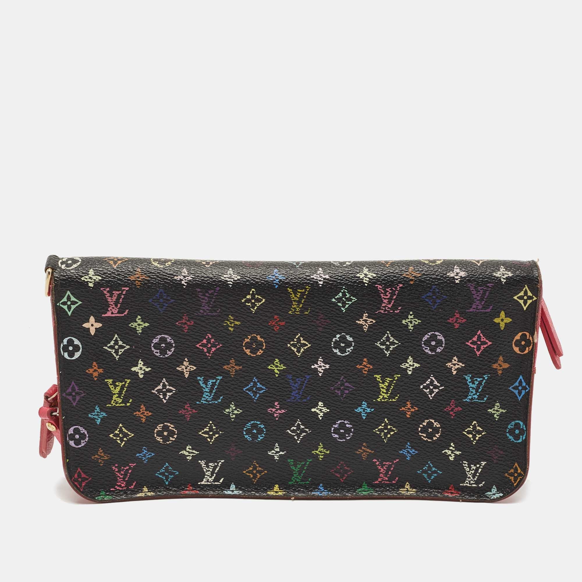 image of Louis Vuitton Black Monogram Multicolore Canvas Insolite Pistache Wallet, Women's