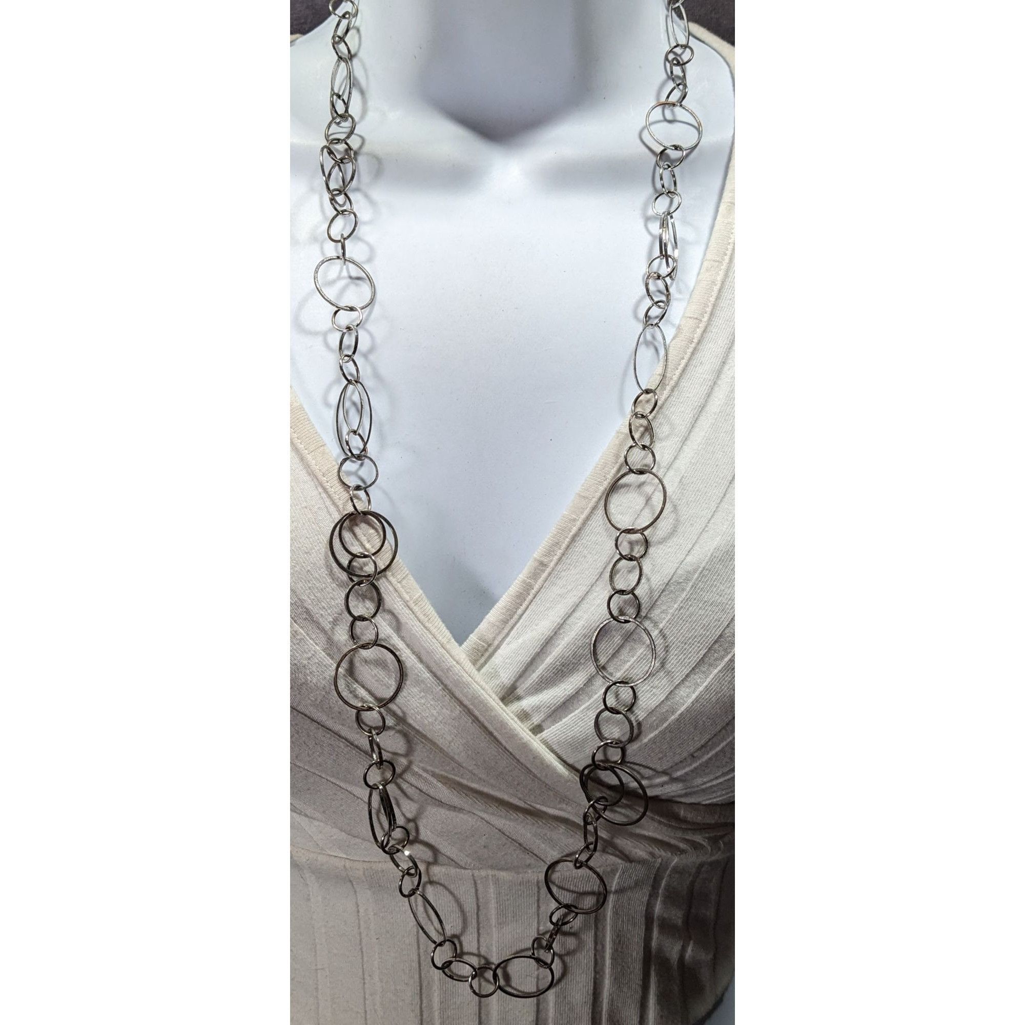 Other New York & Company Silver Tone Open Ring Chain Necklace Size ONE SIZE - 2 Thumbnail