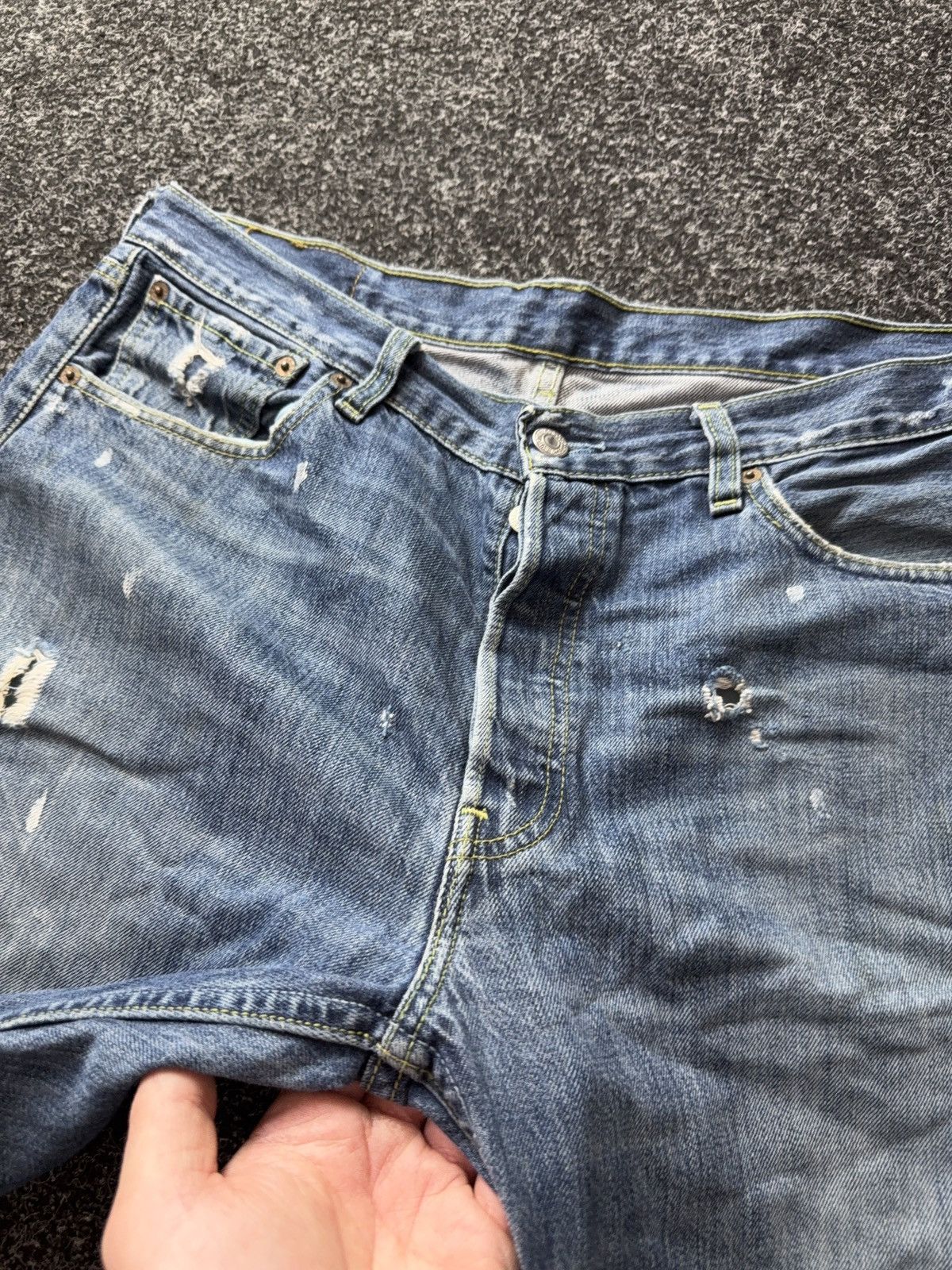 Levi's 00s Y2K Levis 501 Distressed Denim Jeans Vintage Wash Grunge Size US 34 / EU 50 - 8 Thumbnail