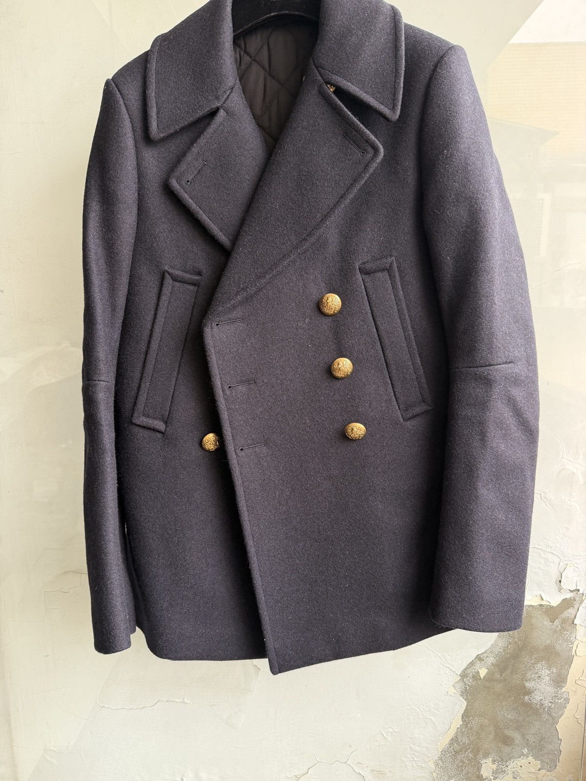 Balmain BALMAIN Navy Wool-Padded Military Coat Size US M / EU 48-50 / 2 - 2 Thumbnail
