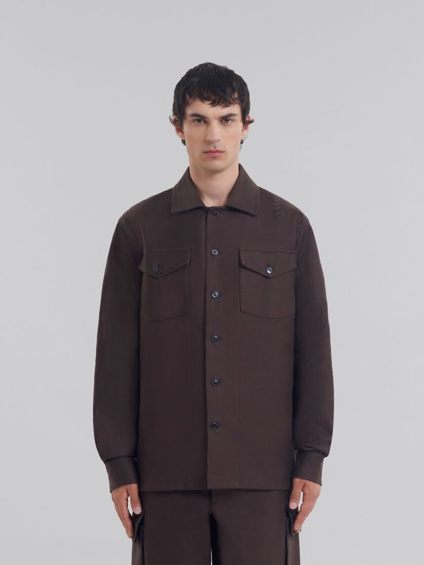 Marni o1w1db11025 Organic Cotton Satin Shirt in Brown Size US S / EU 44-46 / 1 - 2 Thumbnail