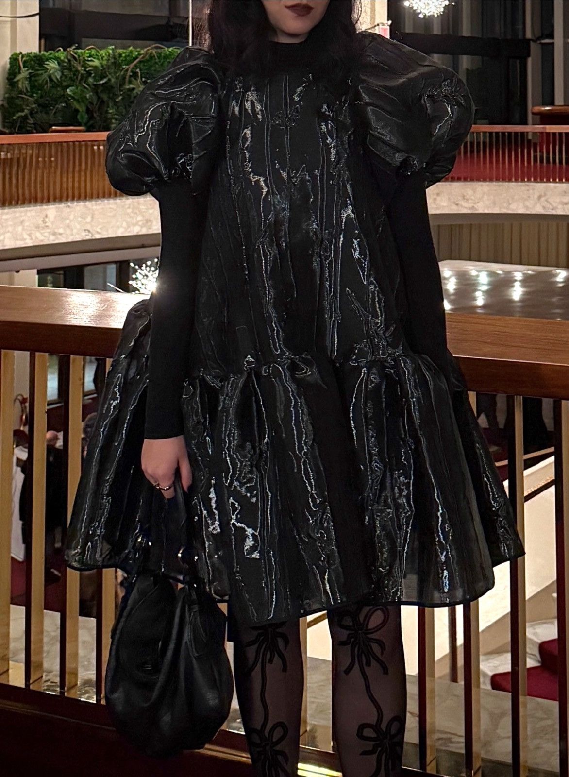 Cecilie Bahnsen Cecilie Bahnsen Reflective Black Midi Dress Size M / US 6-8 / IT 42-44 - 2 Thumbnail
