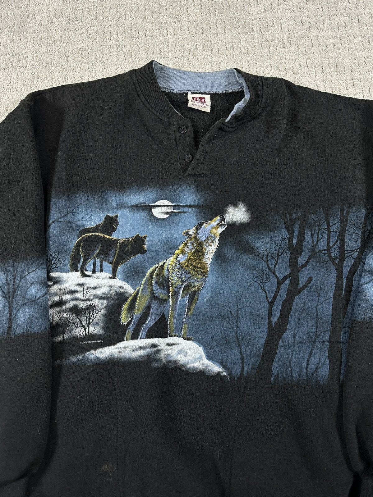 Vintage 90’s Wolf & Moon Wrap Around Crewneck Size US M / EU 48-50 / 2 - 2 Thumbnail
