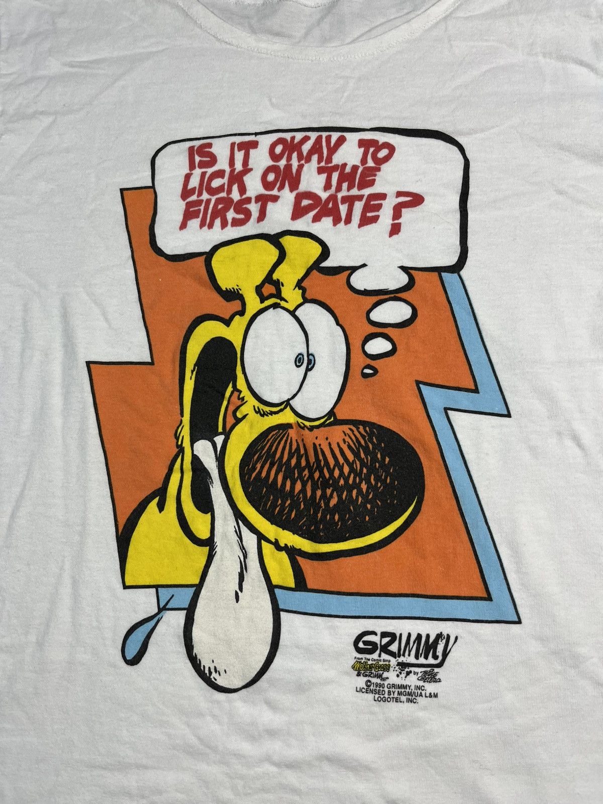 Warner Bros Vintage Grimmy Cartoon Tee 1990 Graphic White USA M Size US M / EU 48-50 / 2 - 4 Thumbnail