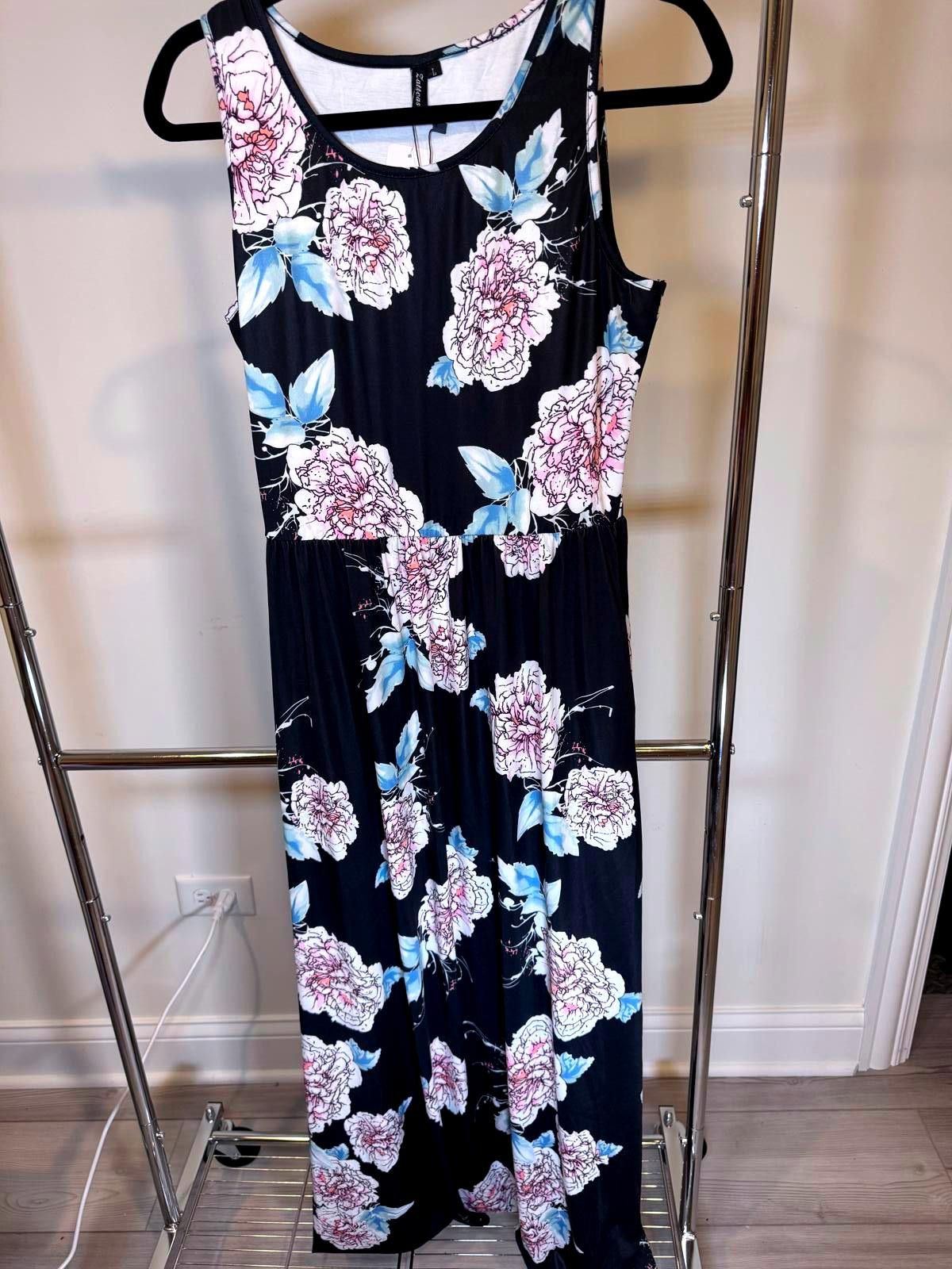 Designer Zattraas Floral Maxi Dress - Elegant and Comfortable Size L / US 10 / IT 46 - 1 Thumbnail