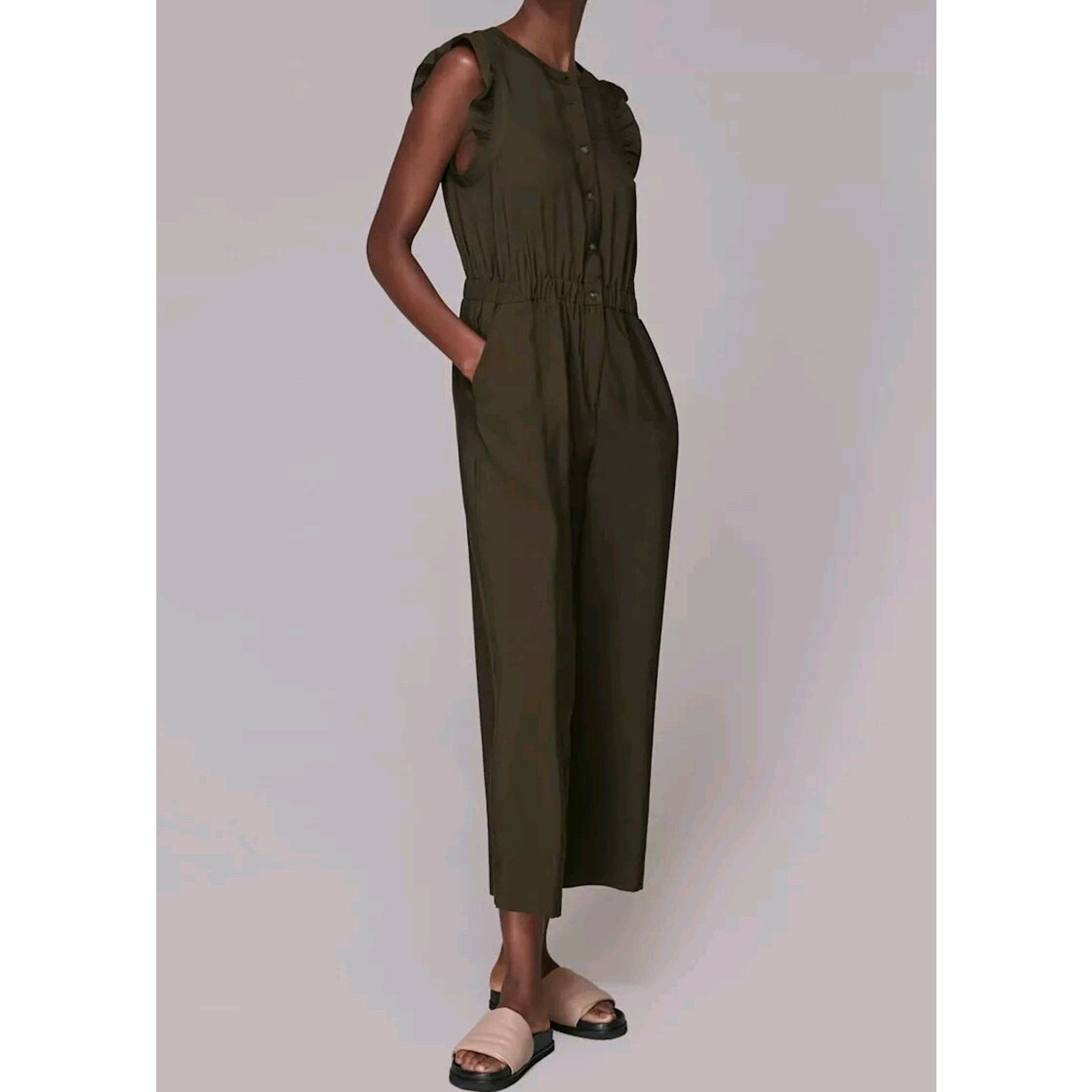 Whistles WHISTLES Women straight Jumpsuit Khaki Size 8 A000120 Size 30" / US 8 / IT 44 - 1 Thumbnail