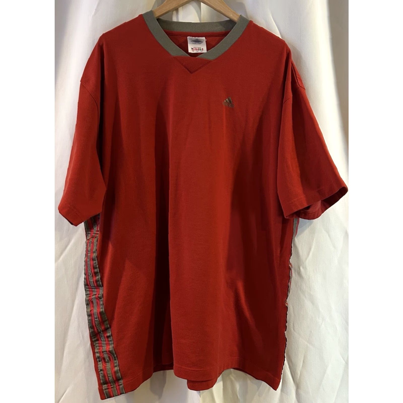 Adidas VINTAGE Adidas Jersey Soccer Red 2XL Embroidered Olive Green Three Stripes 90s Men Size US XXL / EU 58 / 5 - 2 Thumbnail