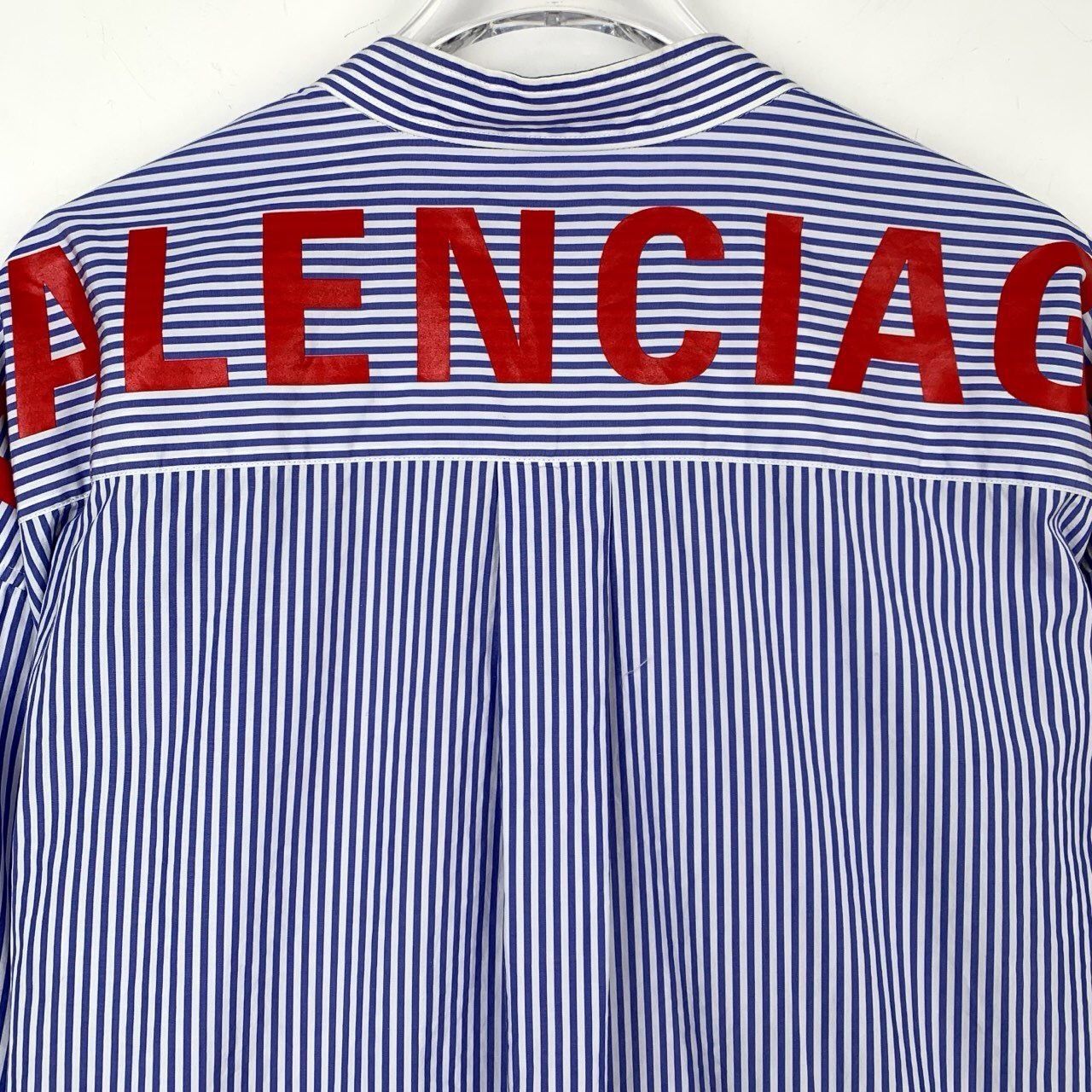 Balenciaga Balenciaga Logo-Print Blue & White Striped Cotton Long-Sleev Size XXS / US 00 / IT 34 - 3 Thumbnail