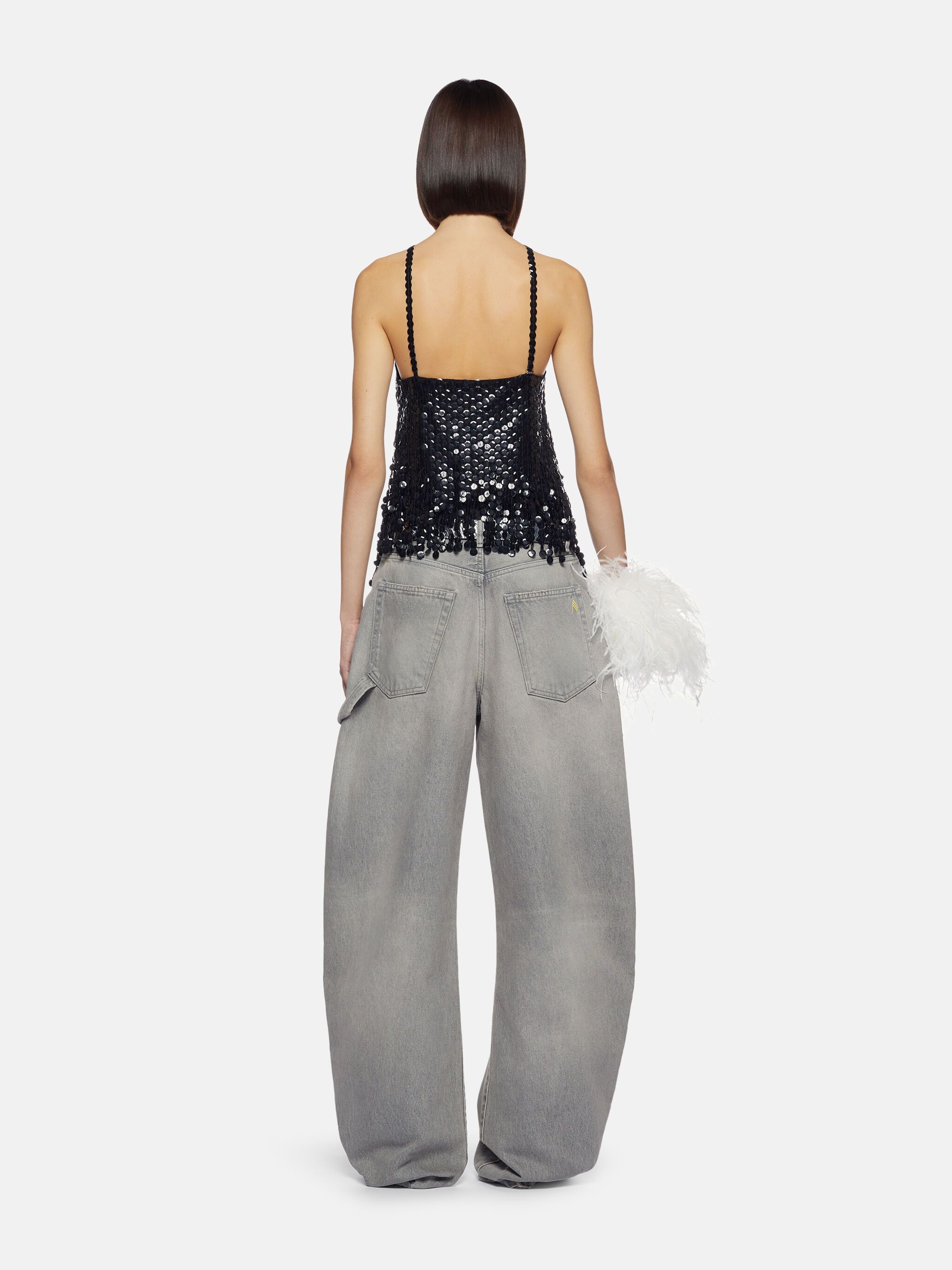 The Attico o1mle0525 Sequin Halter Tank Top in Black Size M / US 6-8 / IT 42-44 - 3 Thumbnail