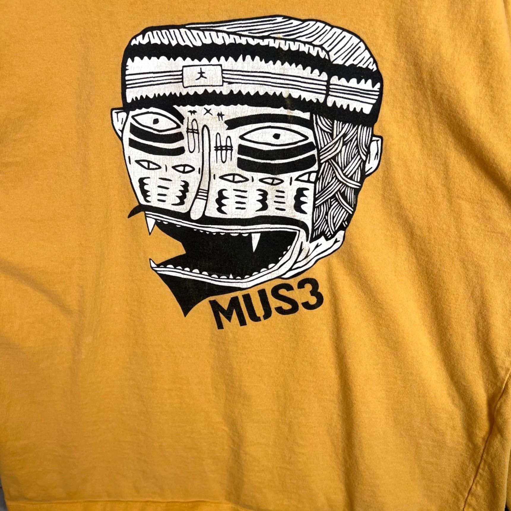 Vintage VINTAGE Mus3 T-Shirt Long Sleeve Mens Large Yellow - Graphic Distressed 90s Style - Made in NYC Mens Size US L / EU 52-54 / 3 - 5 Thumbnail