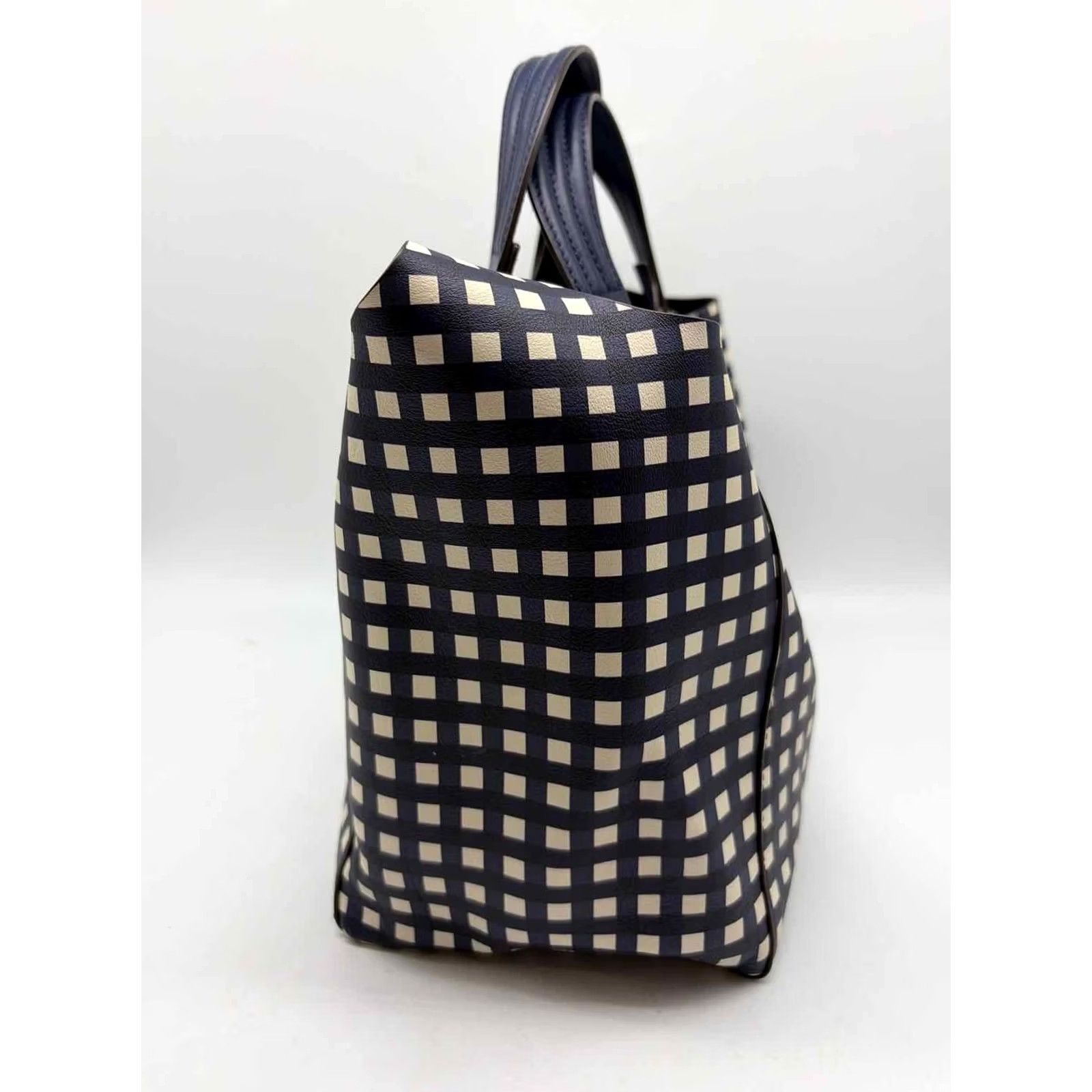 Tory Burch Tory Burch Navy Checkered Print Tote Bag Size ONE SIZE - 4 Thumbnail