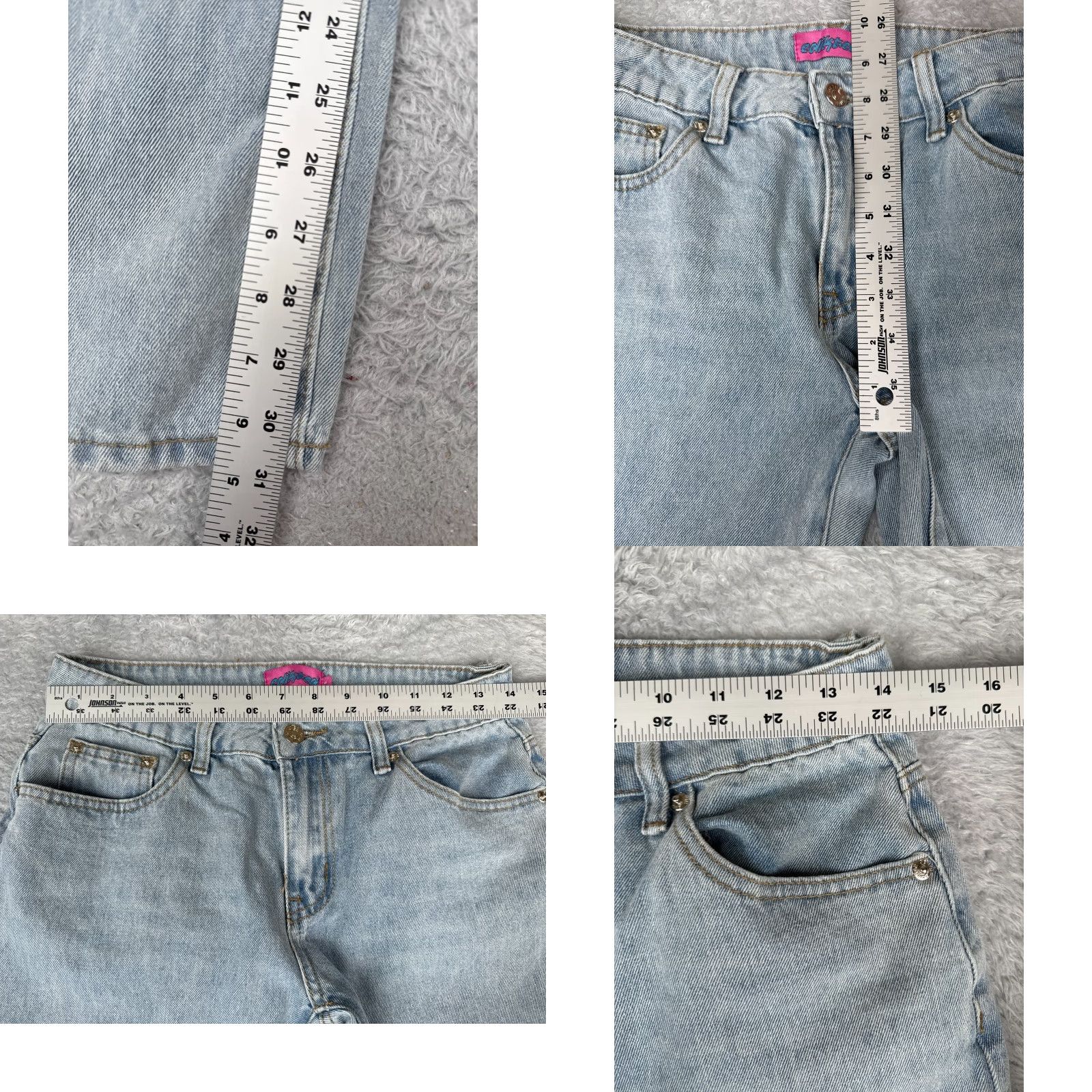Vintage Edikted Jeans Womens Blue Denim Wide Leg Mid Rise Cotton 28x31 5-Pocket Distressed Medium Wash Western Size 28" / US 6 / IT 42 - 8 Thumbnail