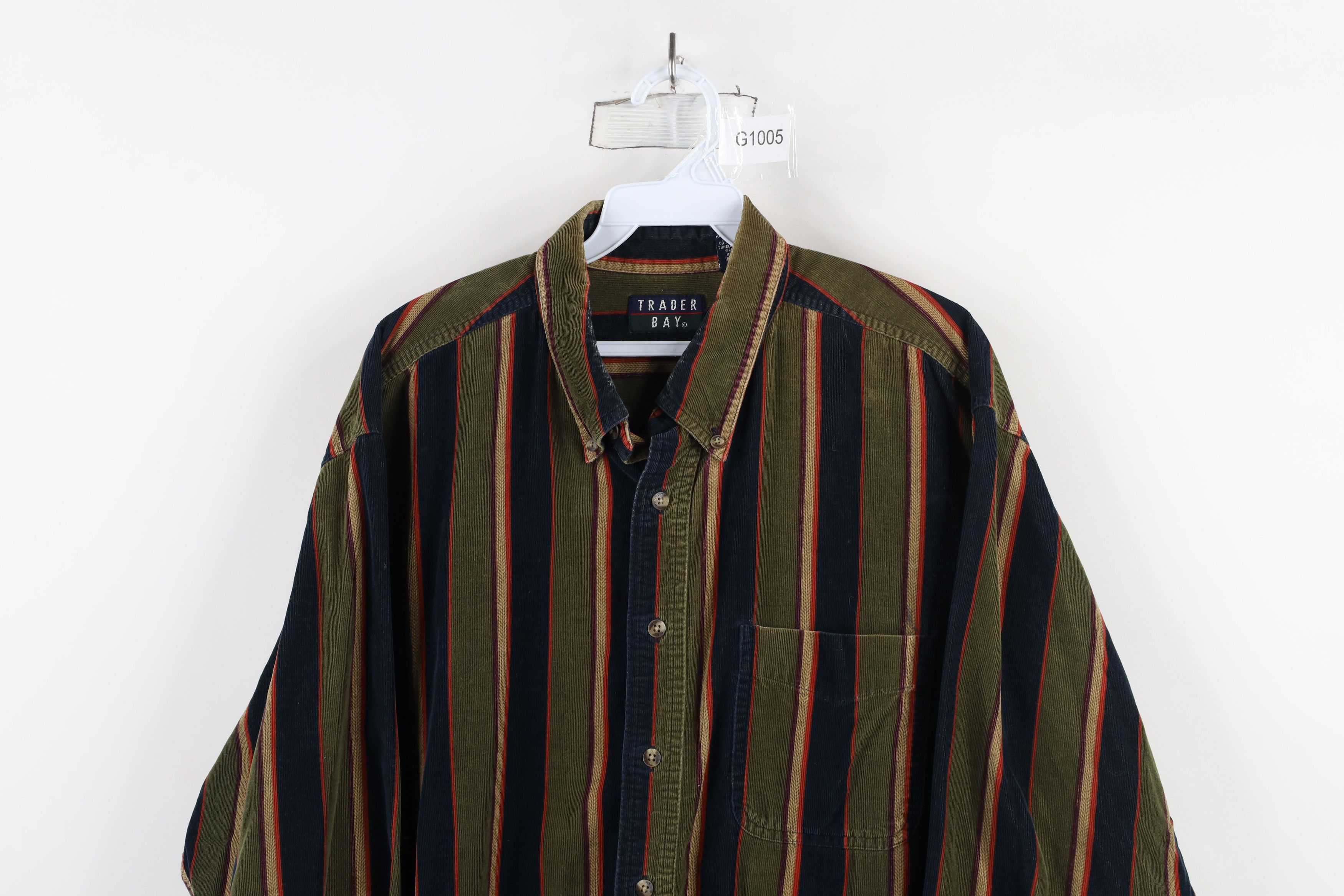 Vintage Vintage 90s Streetwear Block Corduroy Button Down Shirt Size US L / EU 52-54 / 3 - 2 Thumbnail