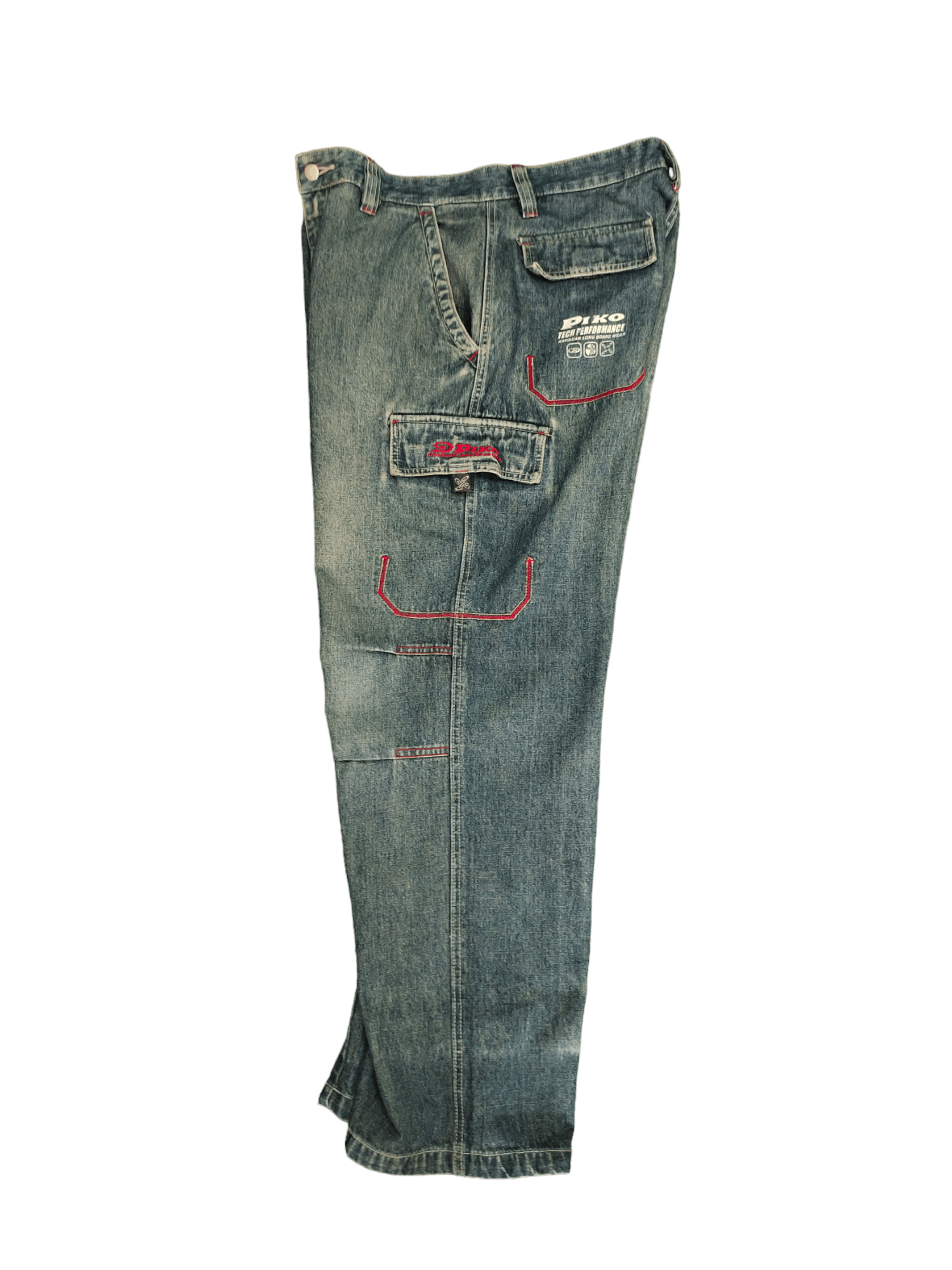 Japanese Brand Baggy Jeans Piko Cargo Wide Leg Denim Y2k Jnco Streetwear Size US 34 / EU 50 - 16 Thumbnail