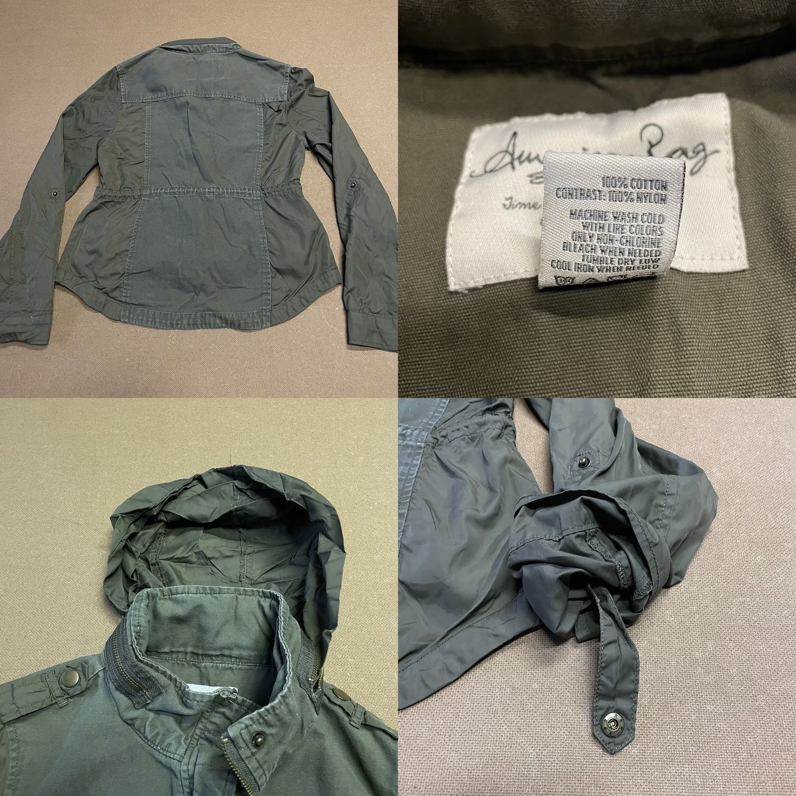 Vintage American Rag Cie Jacket Womens Small Army Green Full Zip Hoodie Pockets Ladies Size S / US 4 / IT 40 - 8 Thumbnail