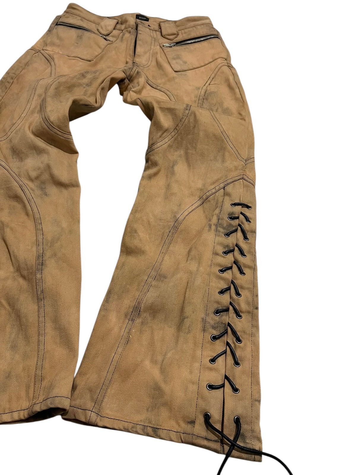 If Six Was Nine × Japanese Brand × Le Grande Bleu (L.G.B.) Grosso japanese distressed laces up flared denim pants Size US 28 / EU 44 - 3 Thumbnail