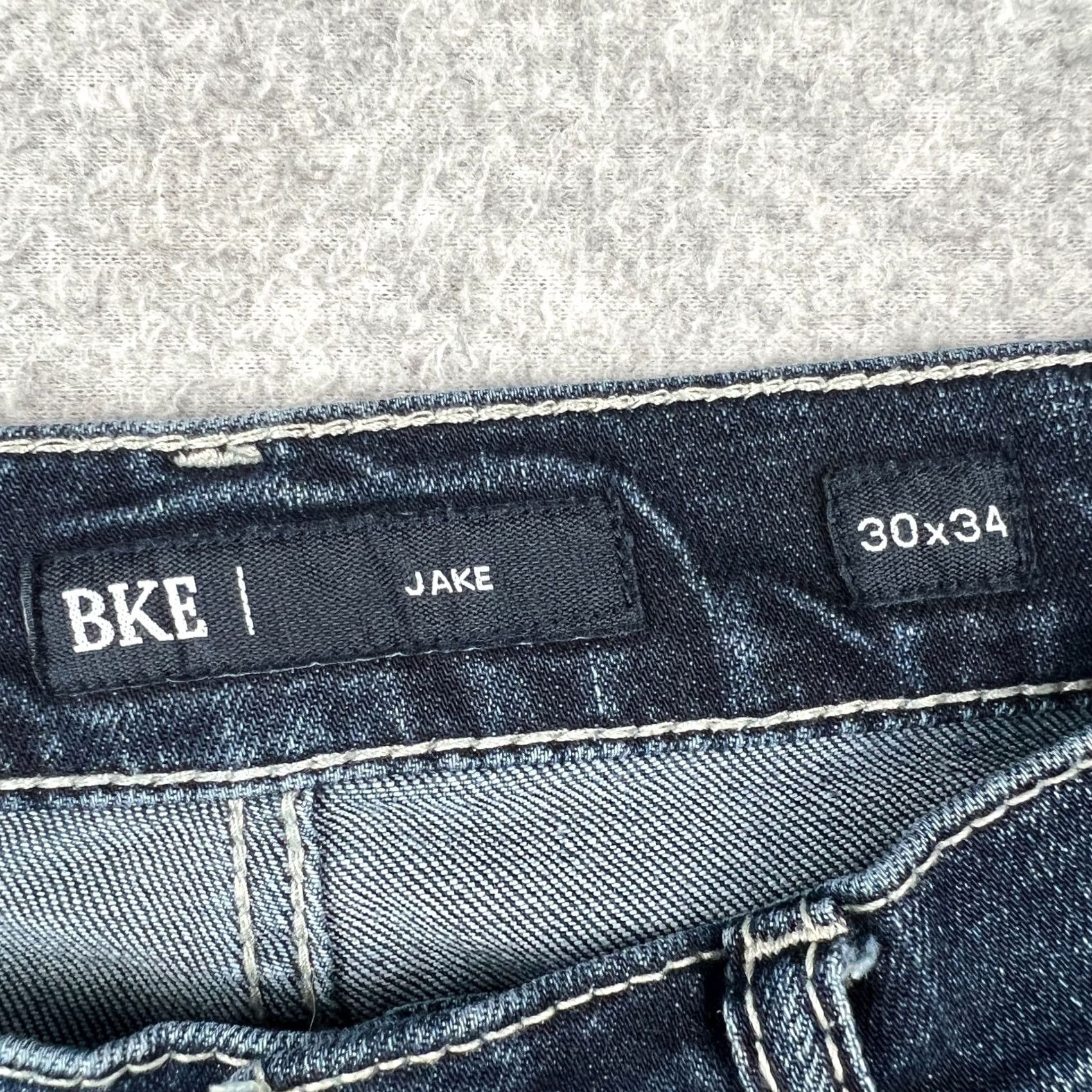 Vintage Buckle BKE Jake Straight Jeans Mens 30x34 Blue Stretch Denim Pants Thick Stitch Size US 31 - 3 Thumbnail