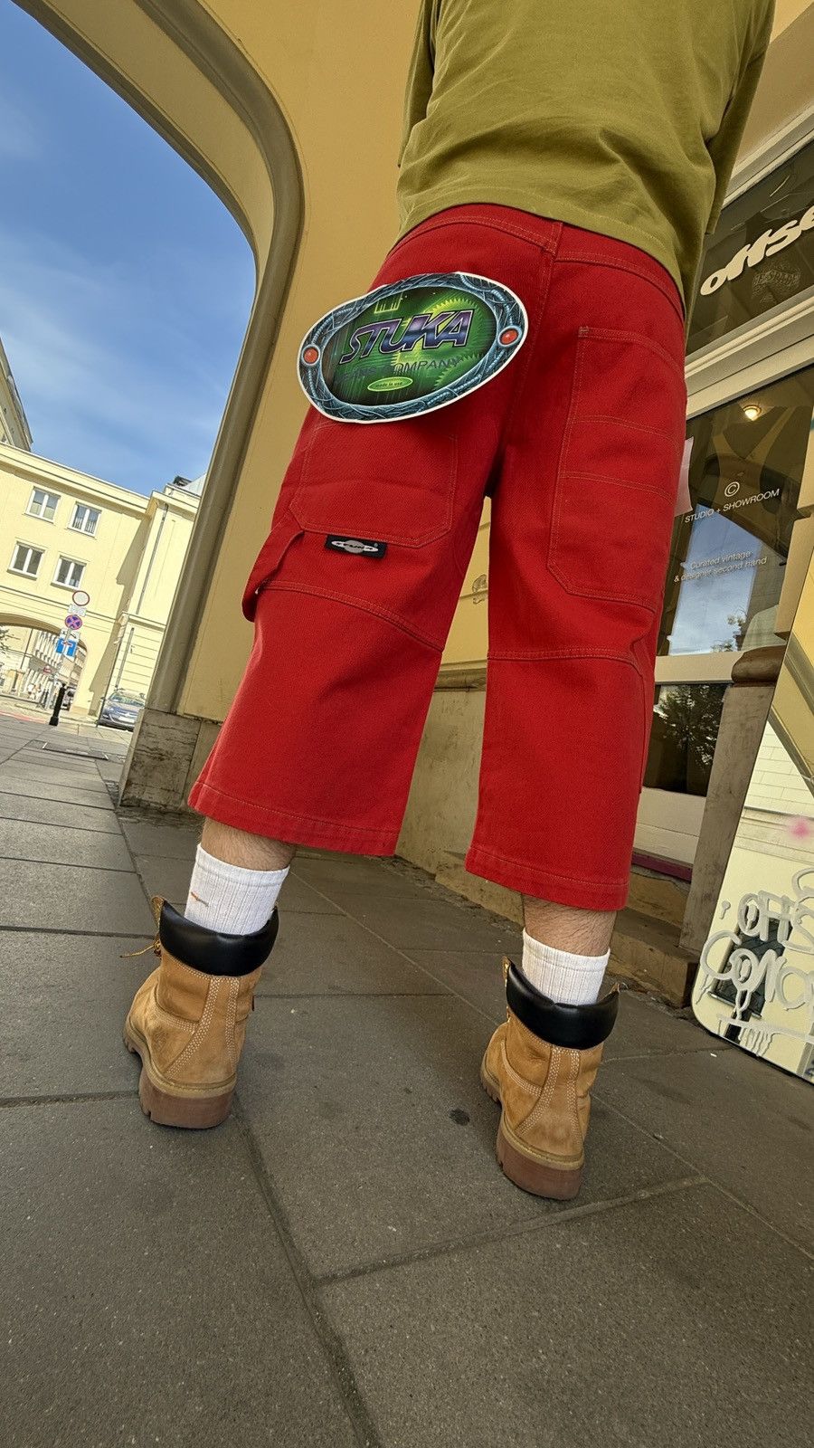JNCO Stuka red basic jorts - W38 Size US 38 / EU 54 - 2 Thumbnail