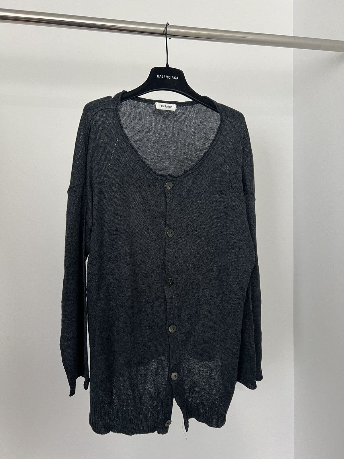 image of Issey Miyake Plantation Thermal Cardigan in Black, Men's (Size Medium)