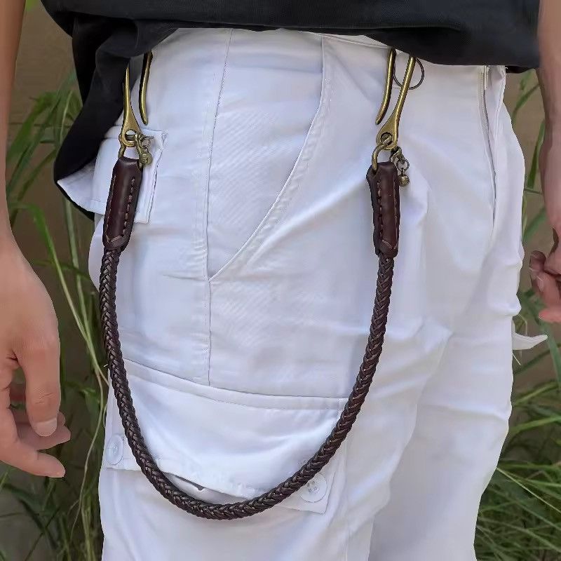 Genuine Leather × Handmade Classic Punk Style Genuine Leather Biker Wallet Chain Size ONE SIZE - 1 Thumbnail