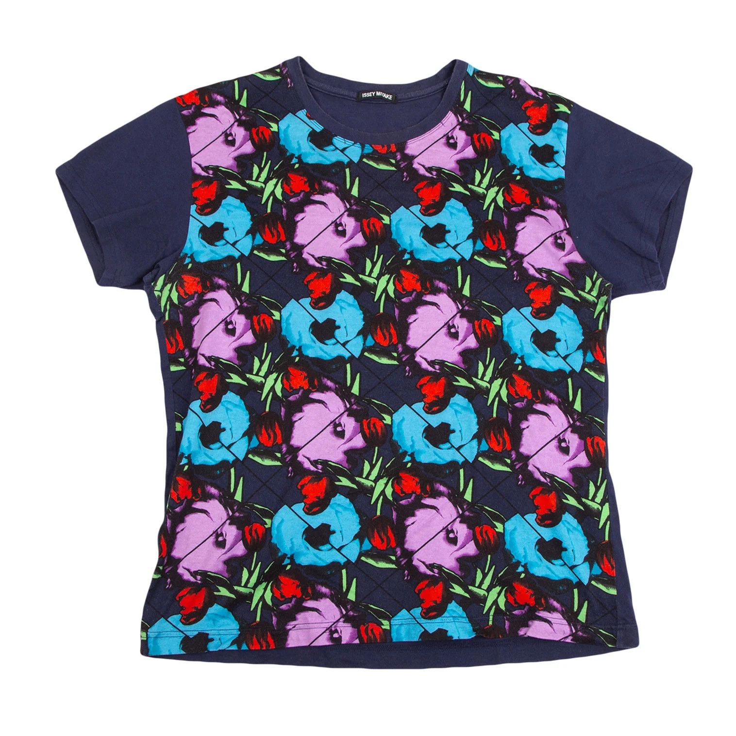 Issey Miyake Front Rose Print T-Shirt in Navy Blue Size US XL / EU 56 / 4 - 1 Thumbnail
