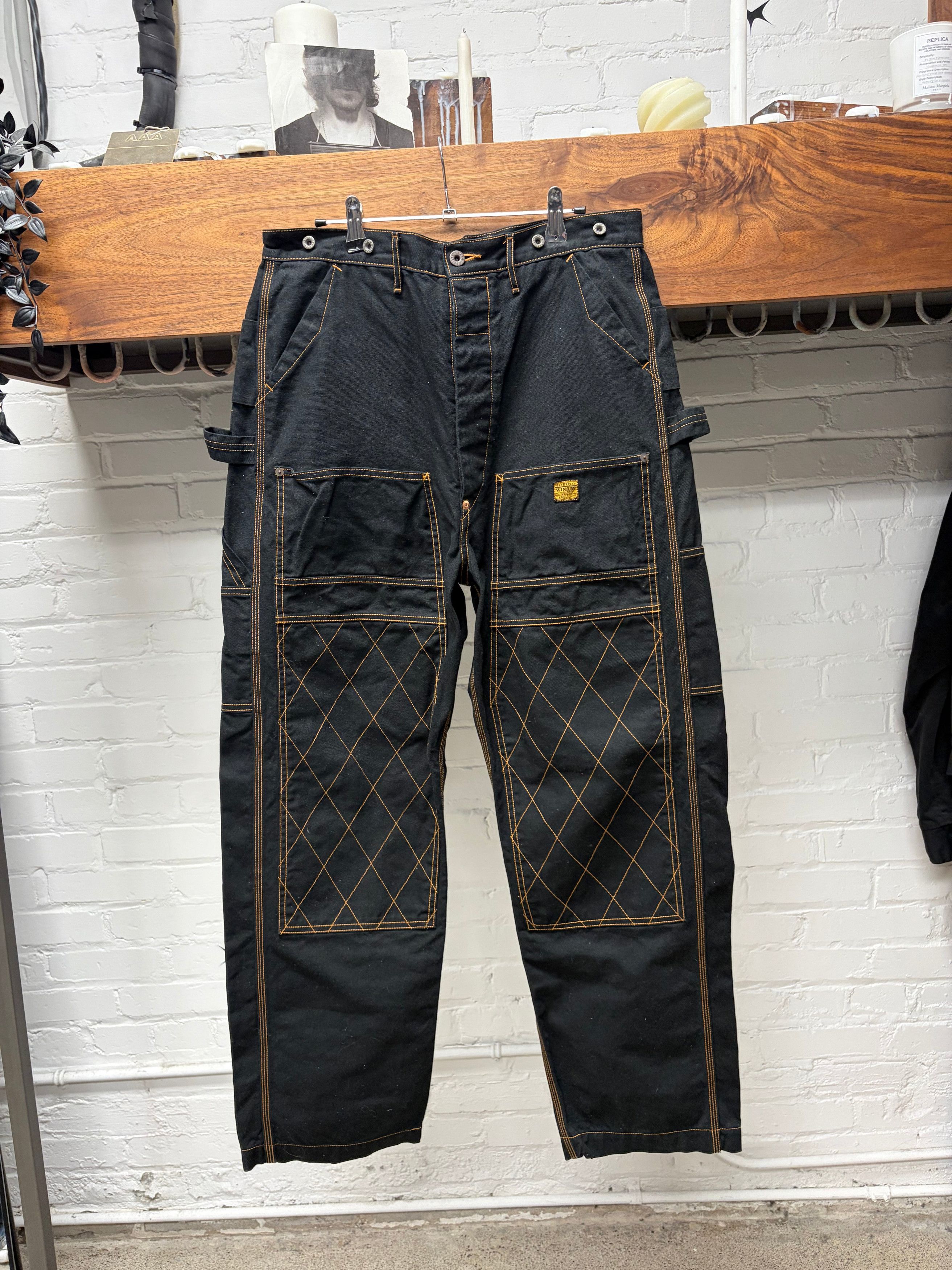 Kapital Kapital Light Canvas ‘Lumbar’ Black Double Knee Carpenter Pants Size US 32 / EU 48 - 1 Thumbnail
