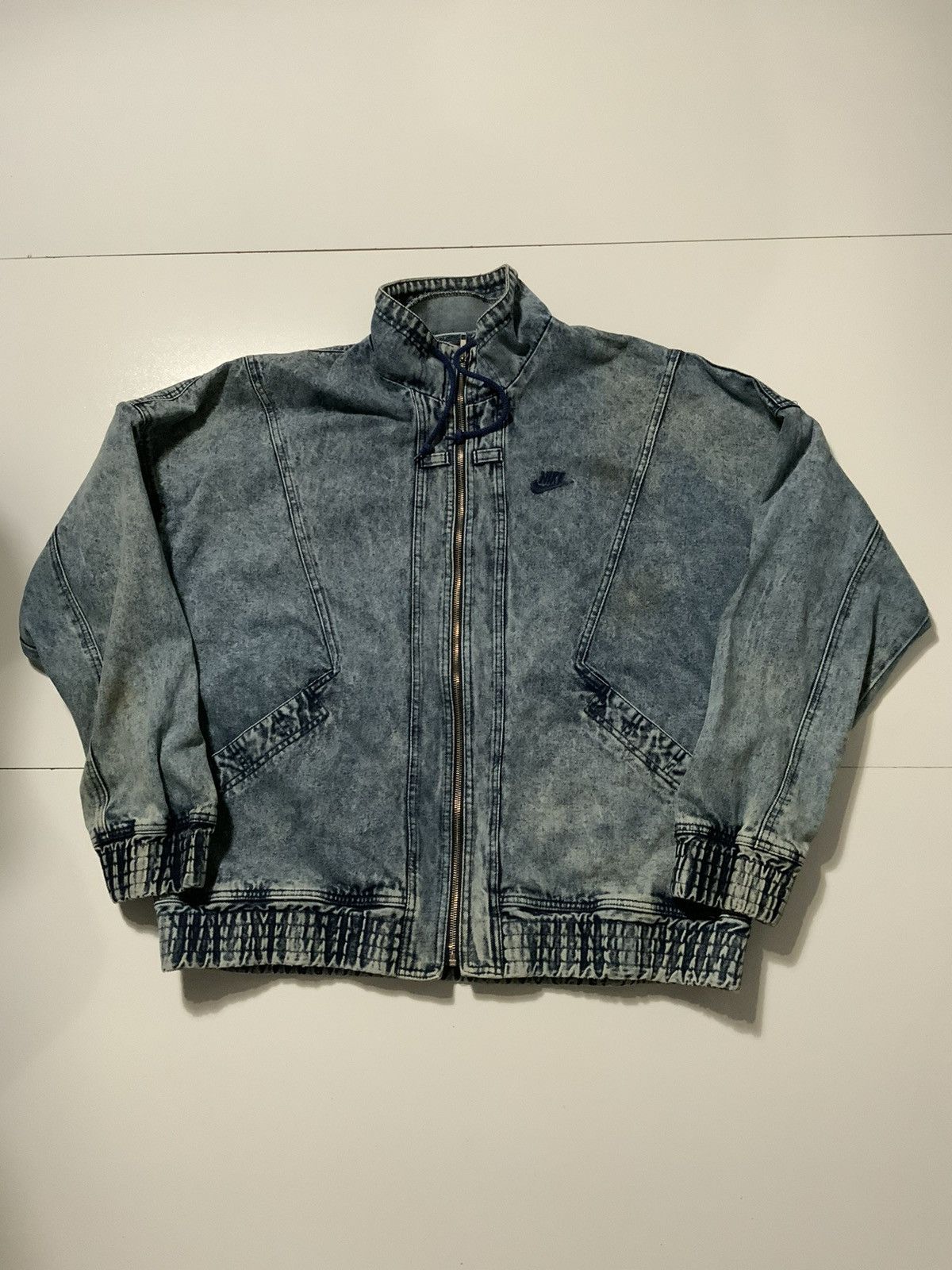 image of 90's Nike Challenge Court Acid Wash Denim Jean Jacket in Blue, Men's (Size XL)