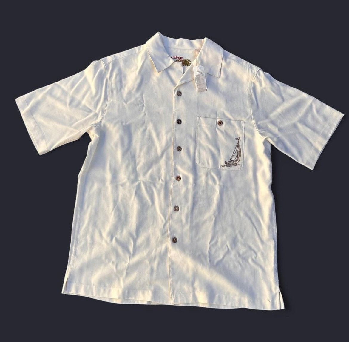 Caribbean Caribbean Off-White Polo with Embroidered Sailboat Men’s M Size US M / EU 48-50 / 2 - 2 Thumbnail