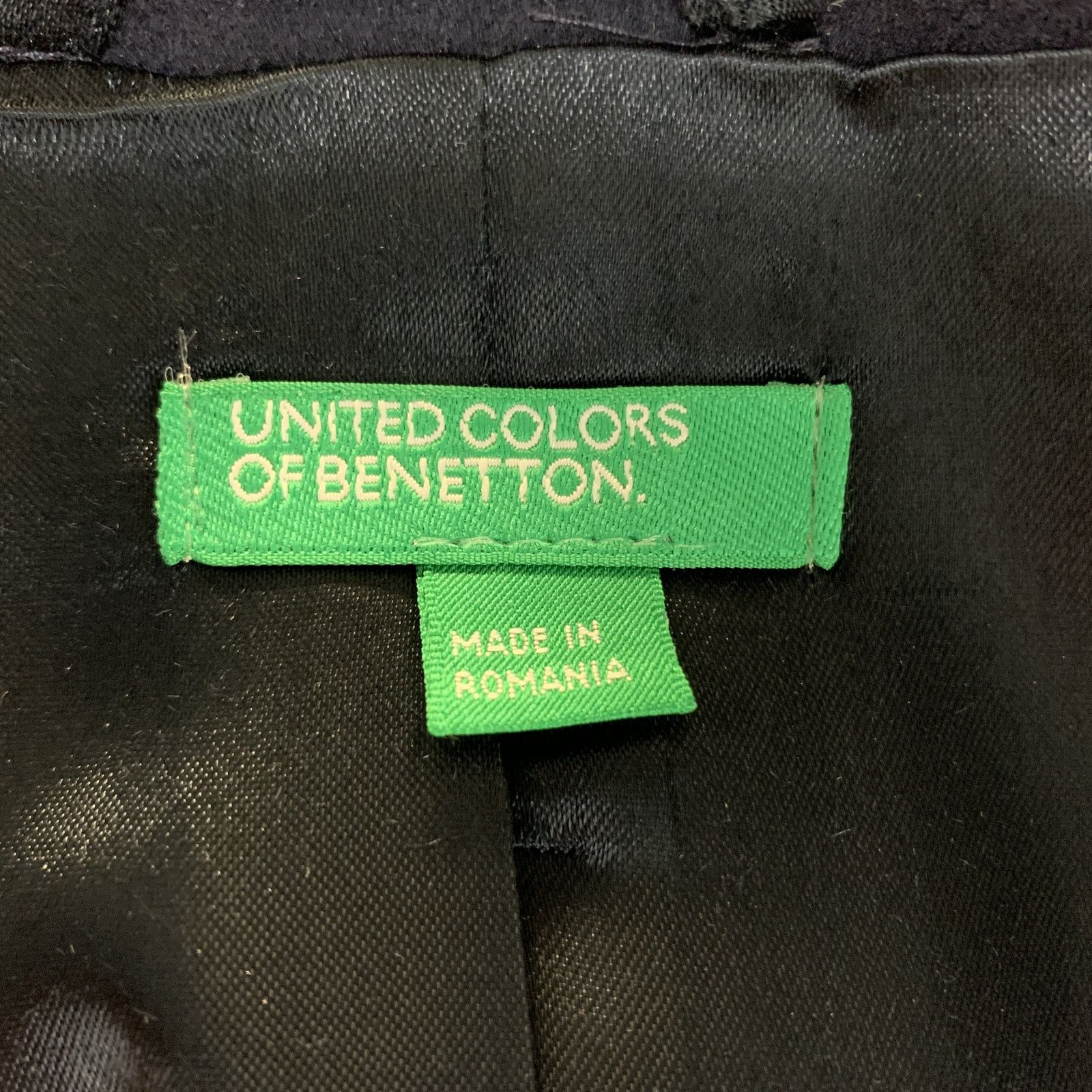 Benetton BENETTON Size L Navy Wool Blend Notch Lapel Long Coat Size US L / EU 52-54 / 3 - 6 Thumbnail