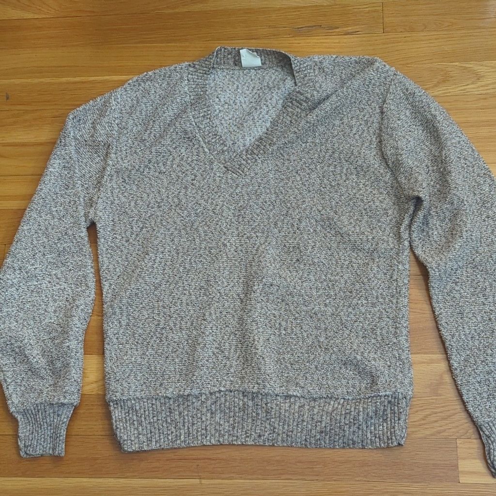 Vintage Vintage grandpa sweater v-neck textured knit medium tan Size US M / EU 48-50 / 2 - 3 Thumbnail