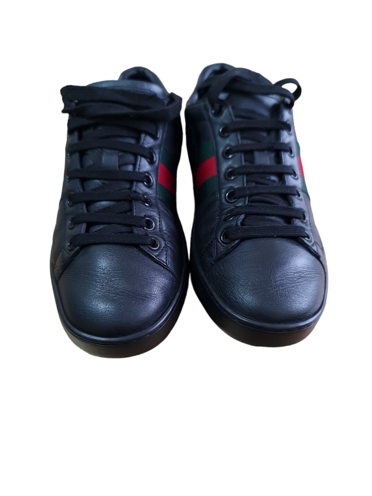 Gucci GUCCI ACE BLACK Unisex LEATHER SHOES TRAINERS SNEAKER Size US 5 / IT 35 - 5 Thumbnail