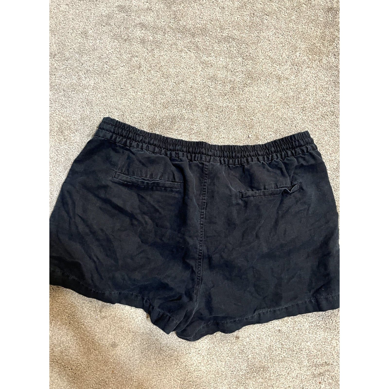 J.Crew J.CREW Shorts Womens Large Seaside Linen Drawstring Pull-On Chino 80s Casual Black Size 36" / US 14 / IT 50 - 2 Thumbnail