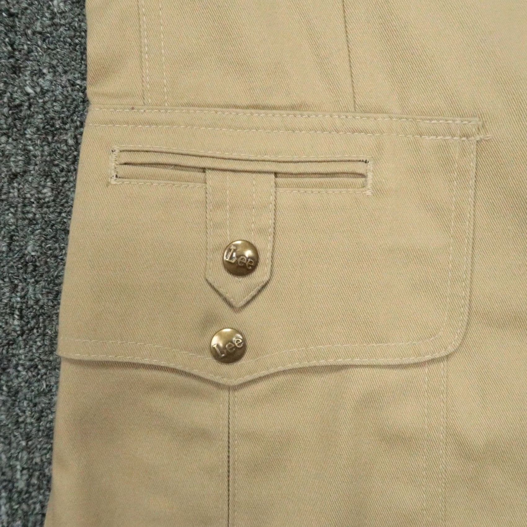 Lee VINTAGE Lee Blazer Mens 40R Khaki Sport Coat Two Button Patch Pockets Brass Buttons VTG Size 40R - 3 Thumbnail