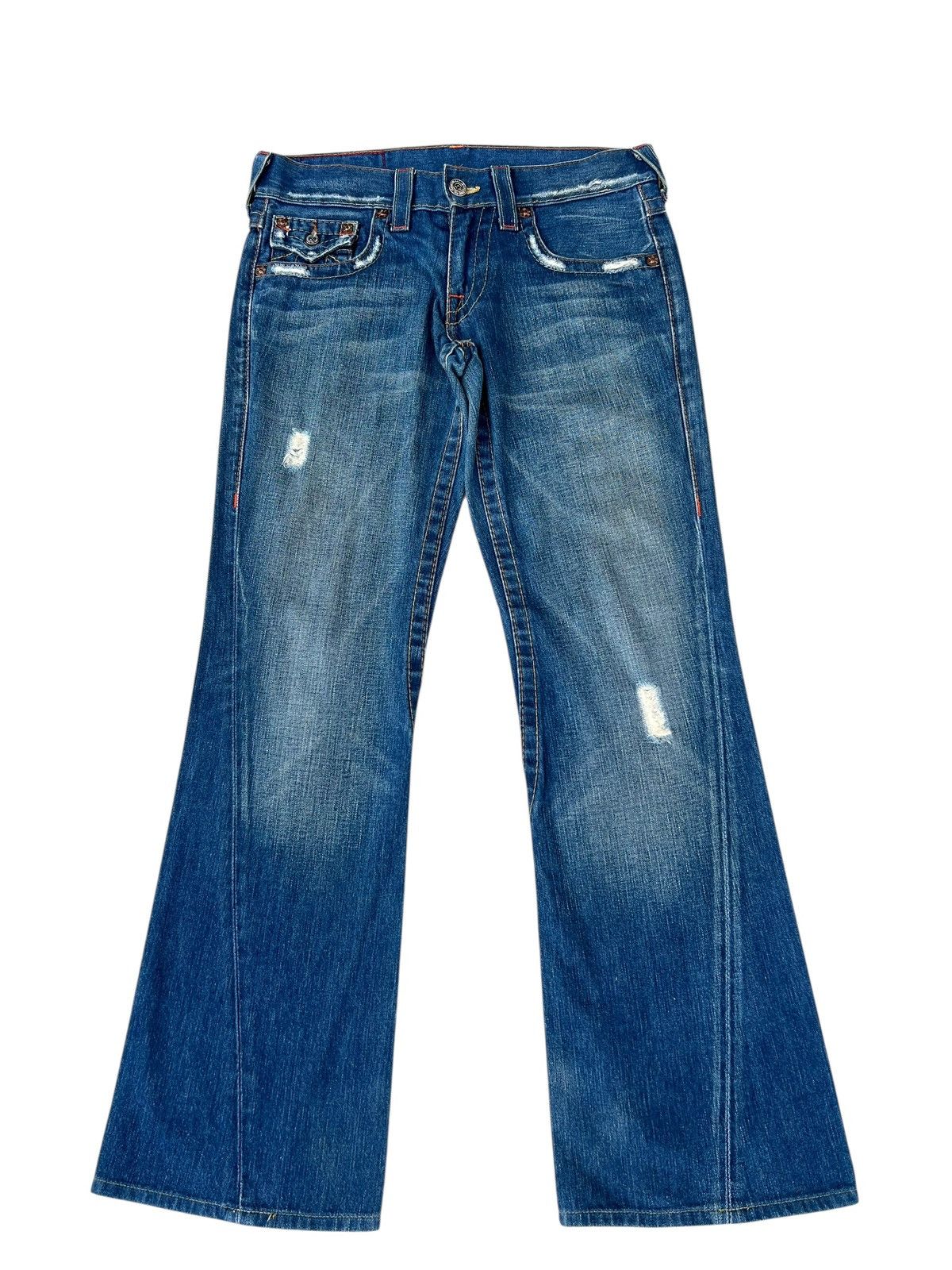 True Religion Vintage 2000s True Religion JOEY Distress Denim Flare Jeans Size US 30 / EU 46 - 3 Thumbnail
