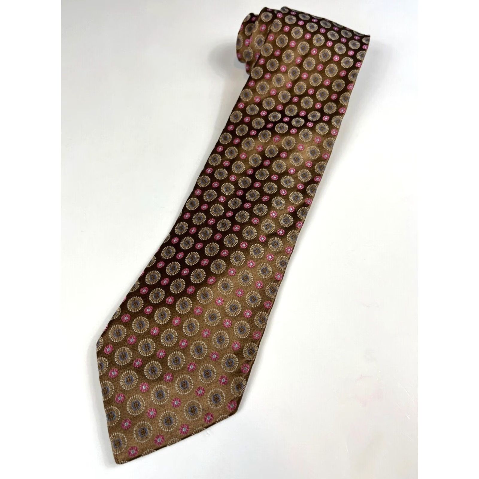 Ermenegildo Zegna VINTAGE Ermenegildo Zegna Silk Tie Floral Foulard Made in Italy Men’s Tie Copper Silk 61.75" 3.75" Wide Preppy Designer Size ONE SIZE - 3 Thumbnail