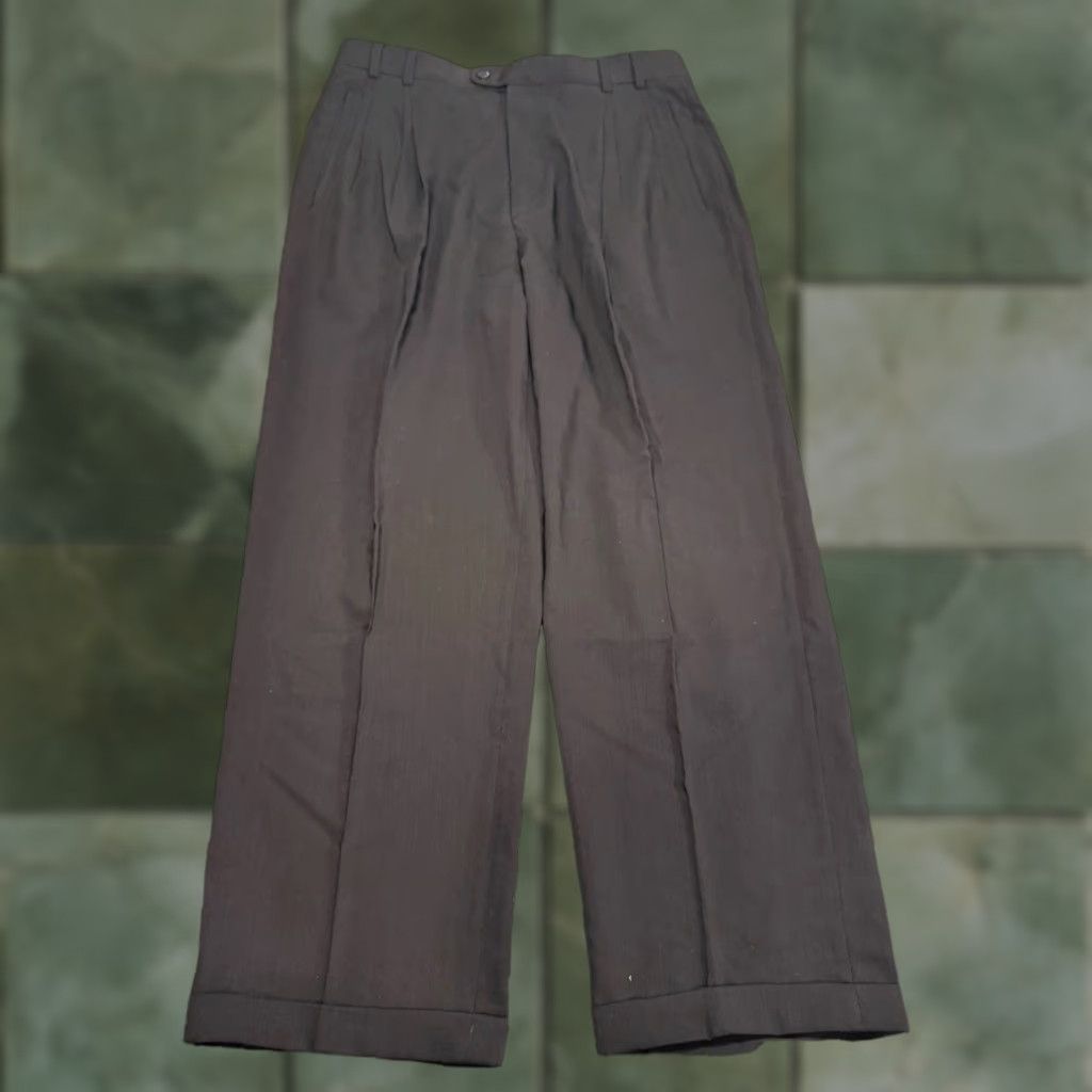 Zanella ZANELLA Pants Men's Wool Dress Pants 33x29 Black Regular Cuffed Made in Italy Formal Business Wedding Mens Size US 33 - 1 Thumbnail