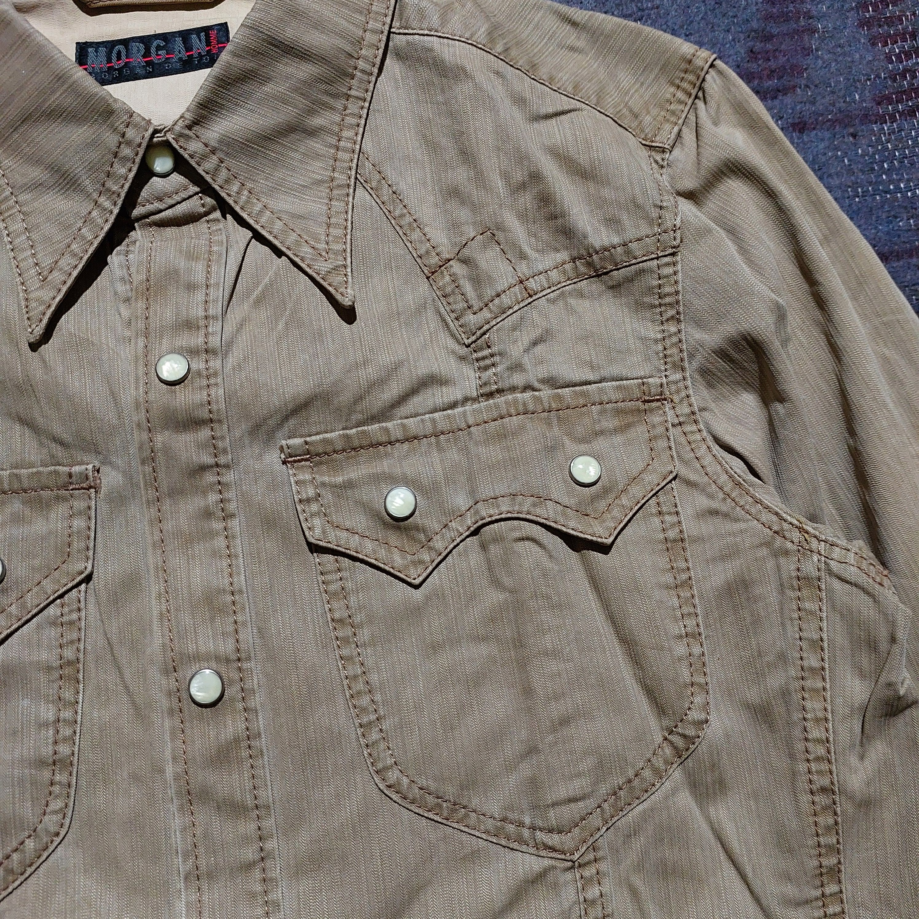 Morgan Homme Morgan Homme pearl button Western denim shirt Size US L / EU 52-54 / 3 - 7 Thumbnail