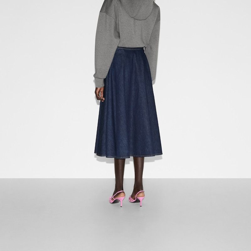 Gucci oc11z1125 Regular Fit Embroidered Denim Skirt in Dark Blue Size 26" / US 2 / IT 38 - 7 Thumbnail