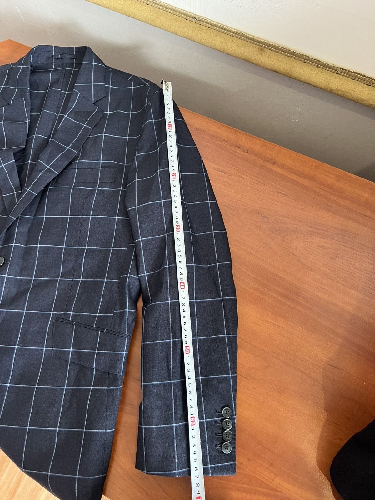 Hackett HACKETT LONDON MENS BLUE WINDOWPANE WOOL BLAZER JACKET 44R Size 44R - 19 Thumbnail