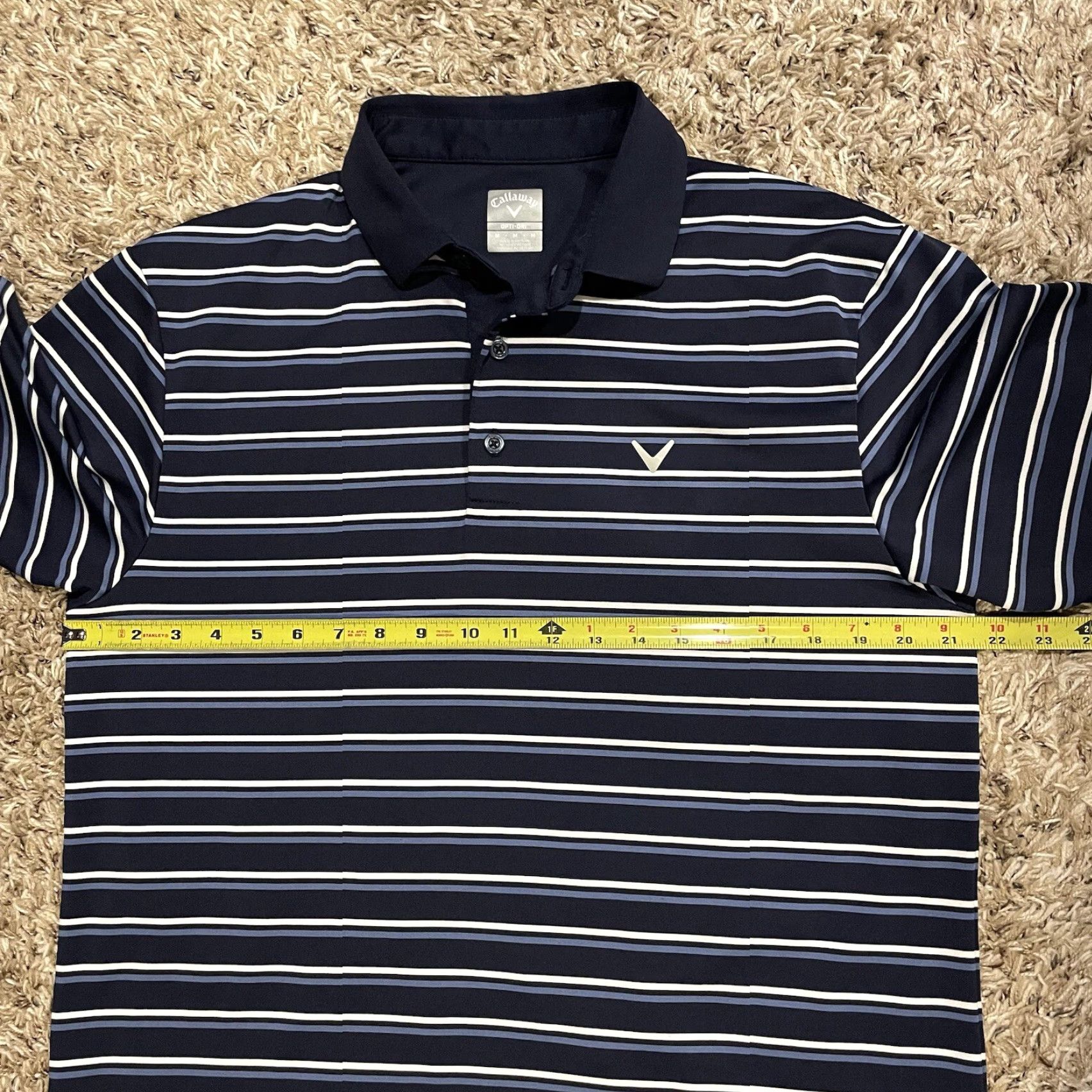 Callaway Callaway Polo Shirt Mens M Blue Striped Opti-Dri Stretch Short Sleeve Size US M / EU 48-50 / 2 - 5 Thumbnail