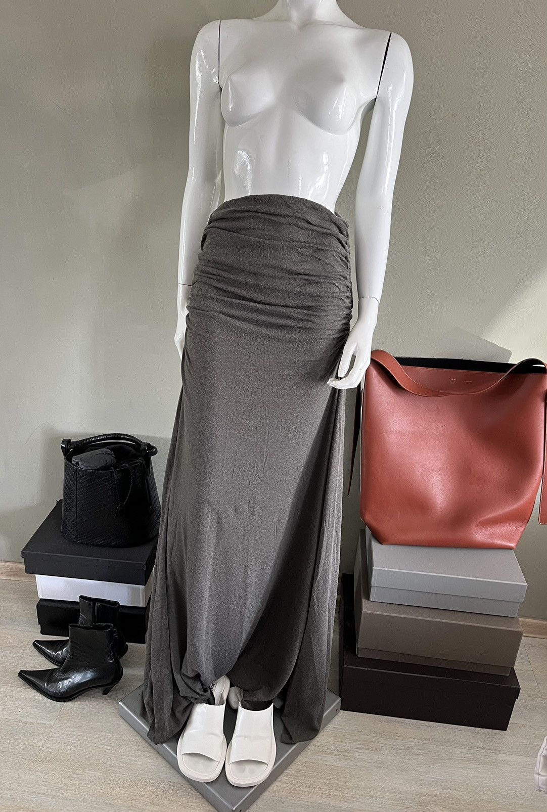 Rick Owens Rick Owens Ruched Jersey Maxi Dress or Skirt Size S / US 4 / IT 40 - 12 Thumbnail