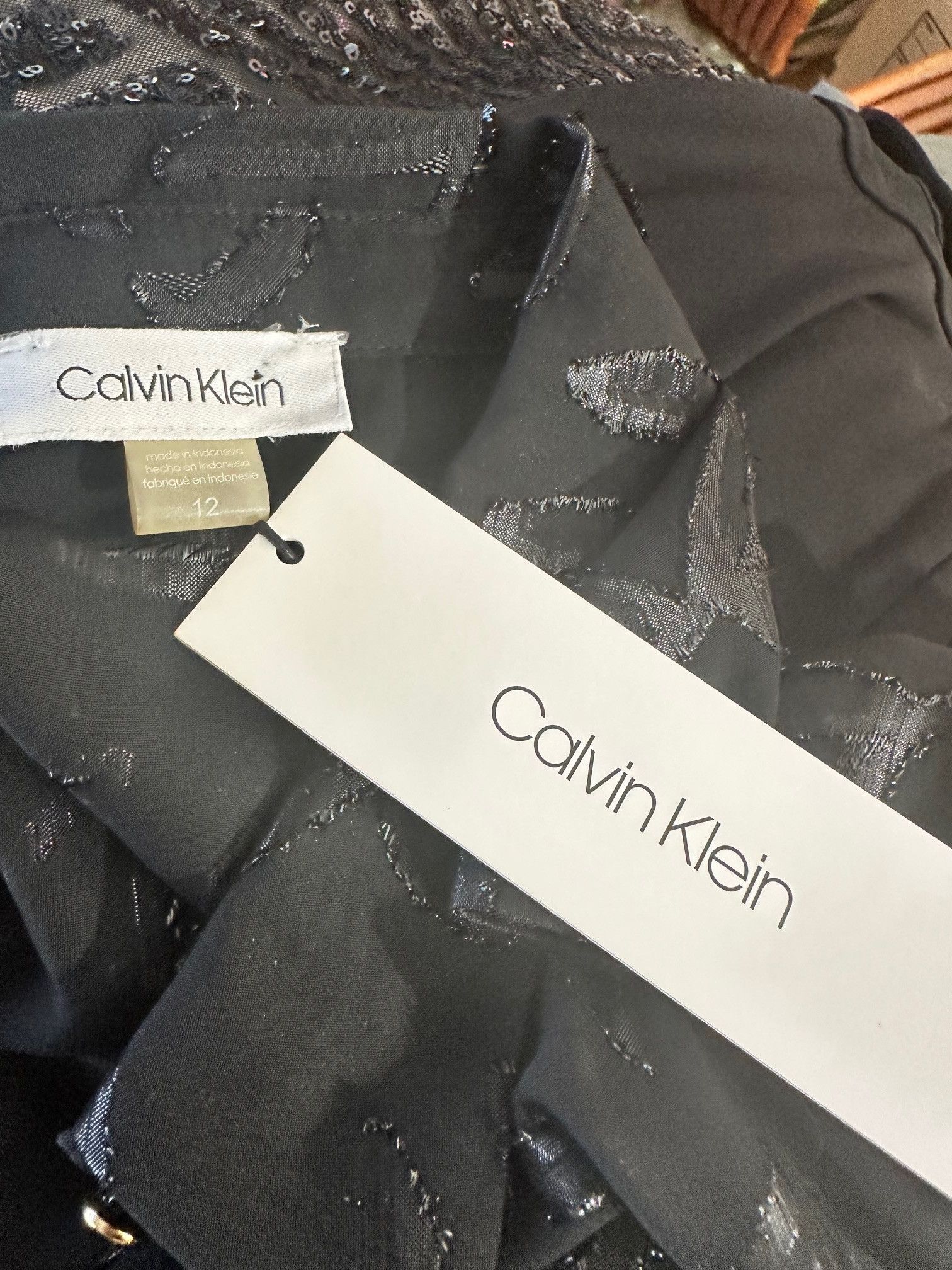 Calvin Klein Calvin Klein Chiffon with Leaf Print Applique Shirt Dress Size XL / US 12-14 / IT 48-50 - 6 Thumbnail