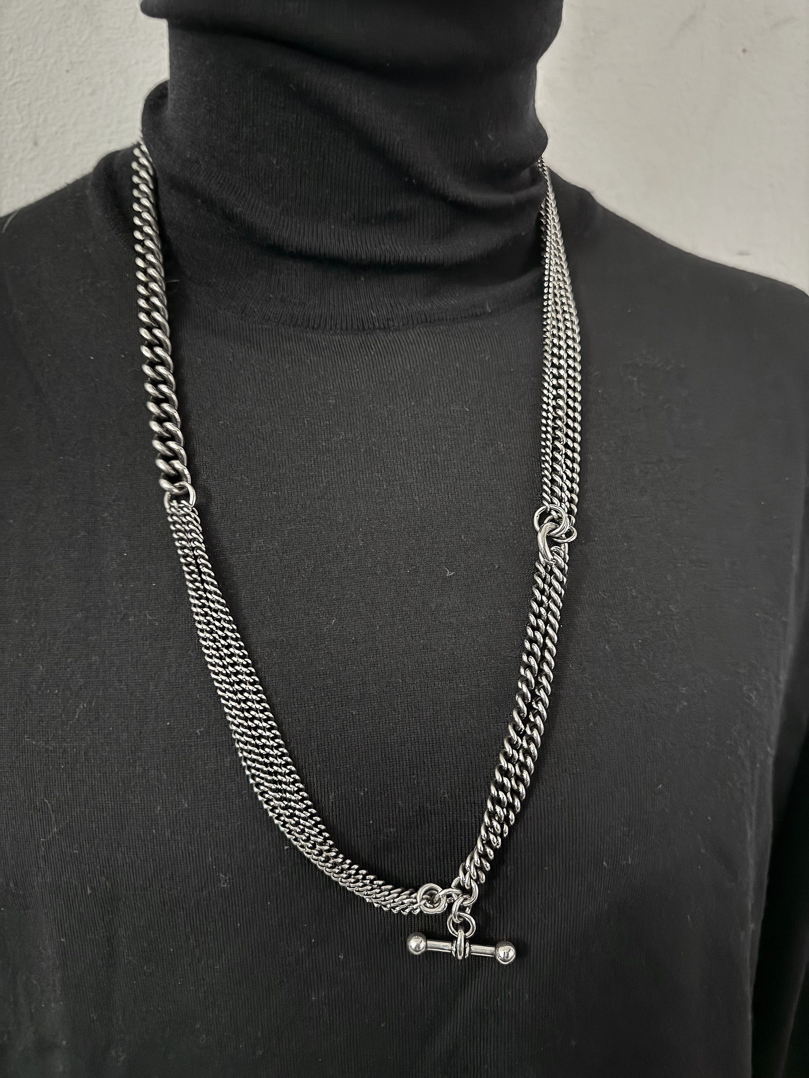 Ann Demeulemeester Silver Multi Chain Necklace Size ONE SIZE - 3 Thumbnail