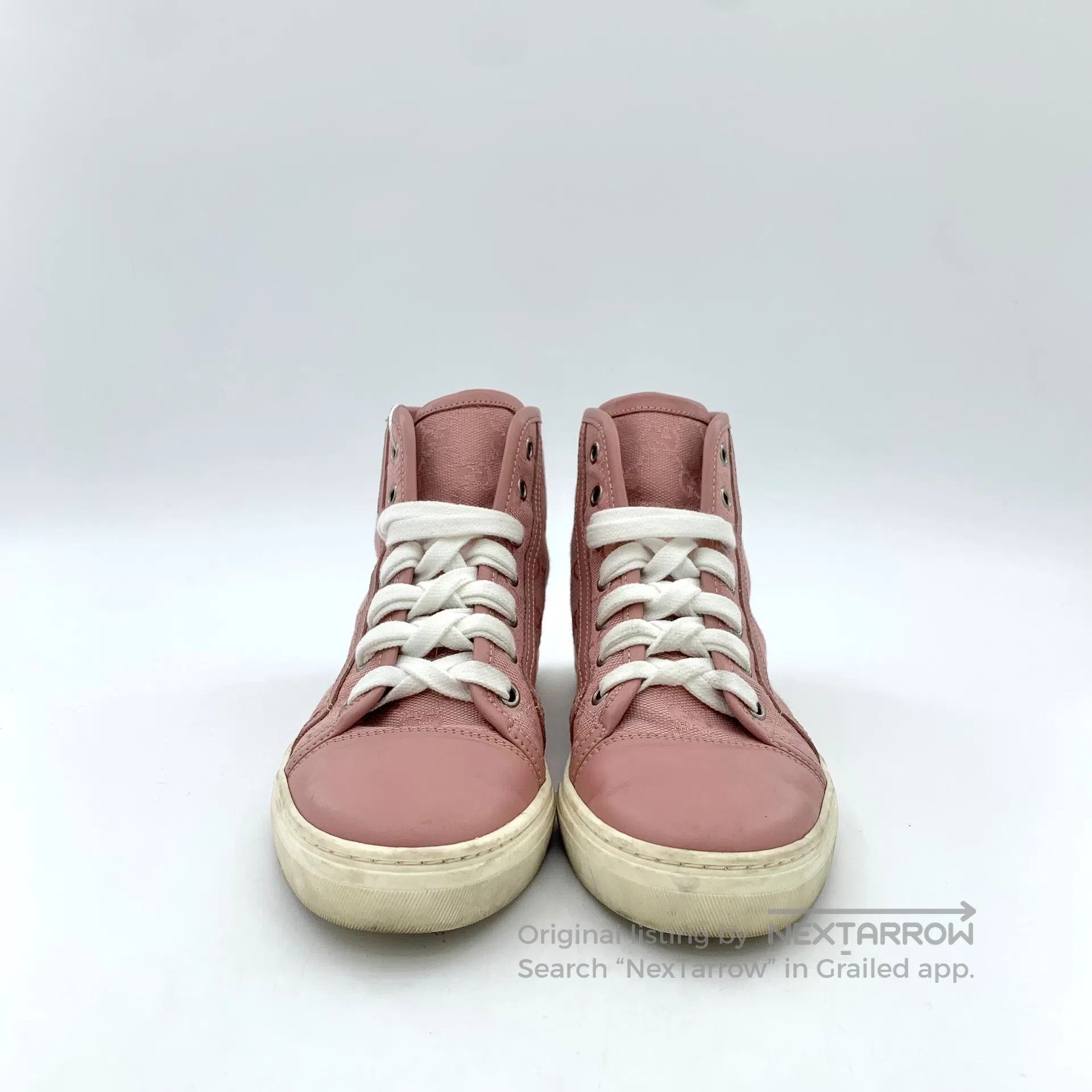 Gucci Guicci Pink logo jacquard ribbon casual flat high-heeled s Size US 4.5 / IT 34.5 - 3 Thumbnail