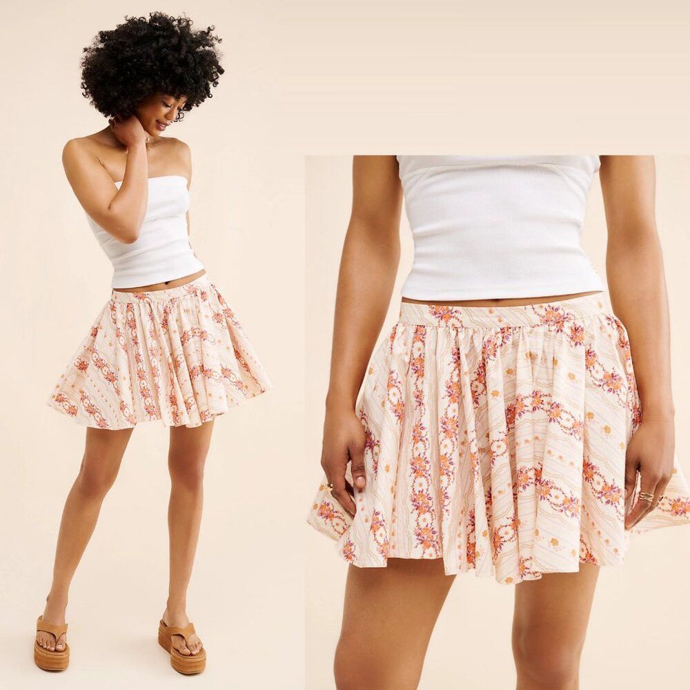 Free People Free People Gaia Printed Mini Cotton Skirt Size XL Size 36" / US 14 / IT 50 - 1 Thumbnail