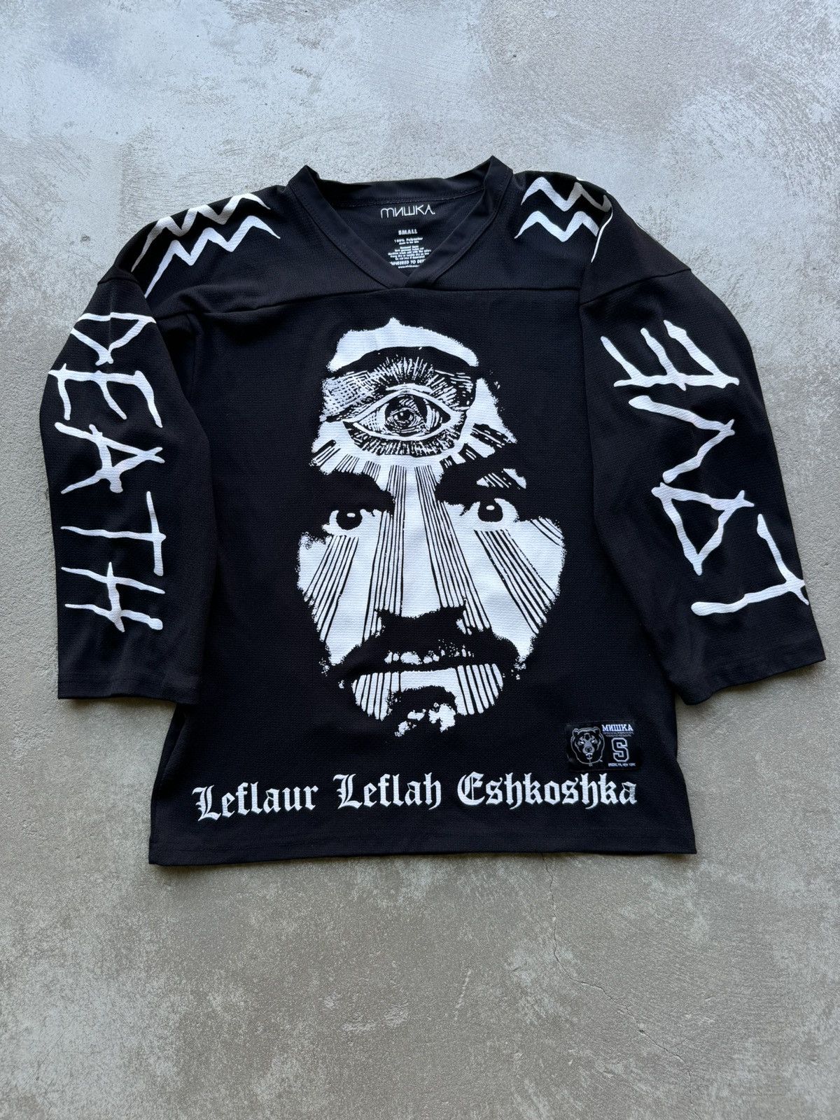 image of Band Tees x Mishka Charles Manson 3Rd Eye Longsleeve Jersey in Black, Men's (Size Small)