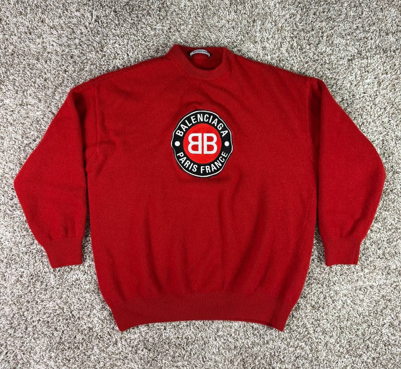 Balenciaga Balenciaga Club Logo Crewneck Sweater in Cashmere & Wool Size US S / EU 44-46 / 1 - 1 Thumbnail