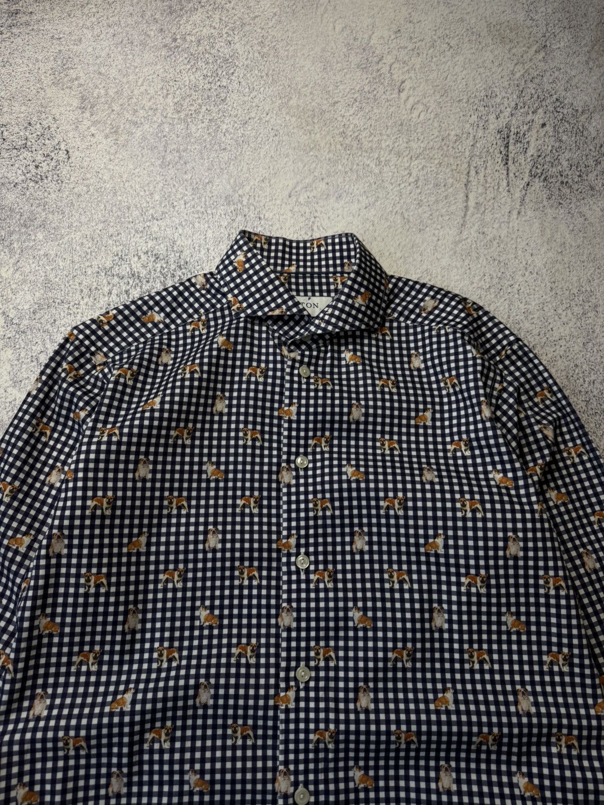 Eton ETON Mens Button Down Monogram Mops Slim Long Sleeve Shirt Size US M / EU 48-50 / 2 - 9 Thumbnail