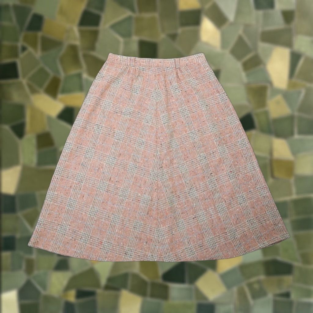 Vintage VINTAGE Skirt Women S Wool Plaid A-Line Knee Length Tan 60s High Rise Winter Spring Fall Size 28" / US 6 / IT 42 - 1 Thumbnail