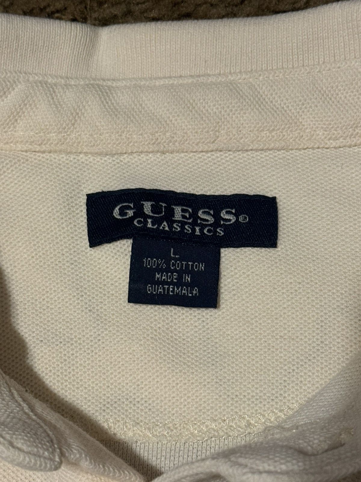 Guess Vintage Guess Small Logo Long Sleeve Polo Cream Large Size US L / EU 52-54 / 3 - 7 Thumbnail
